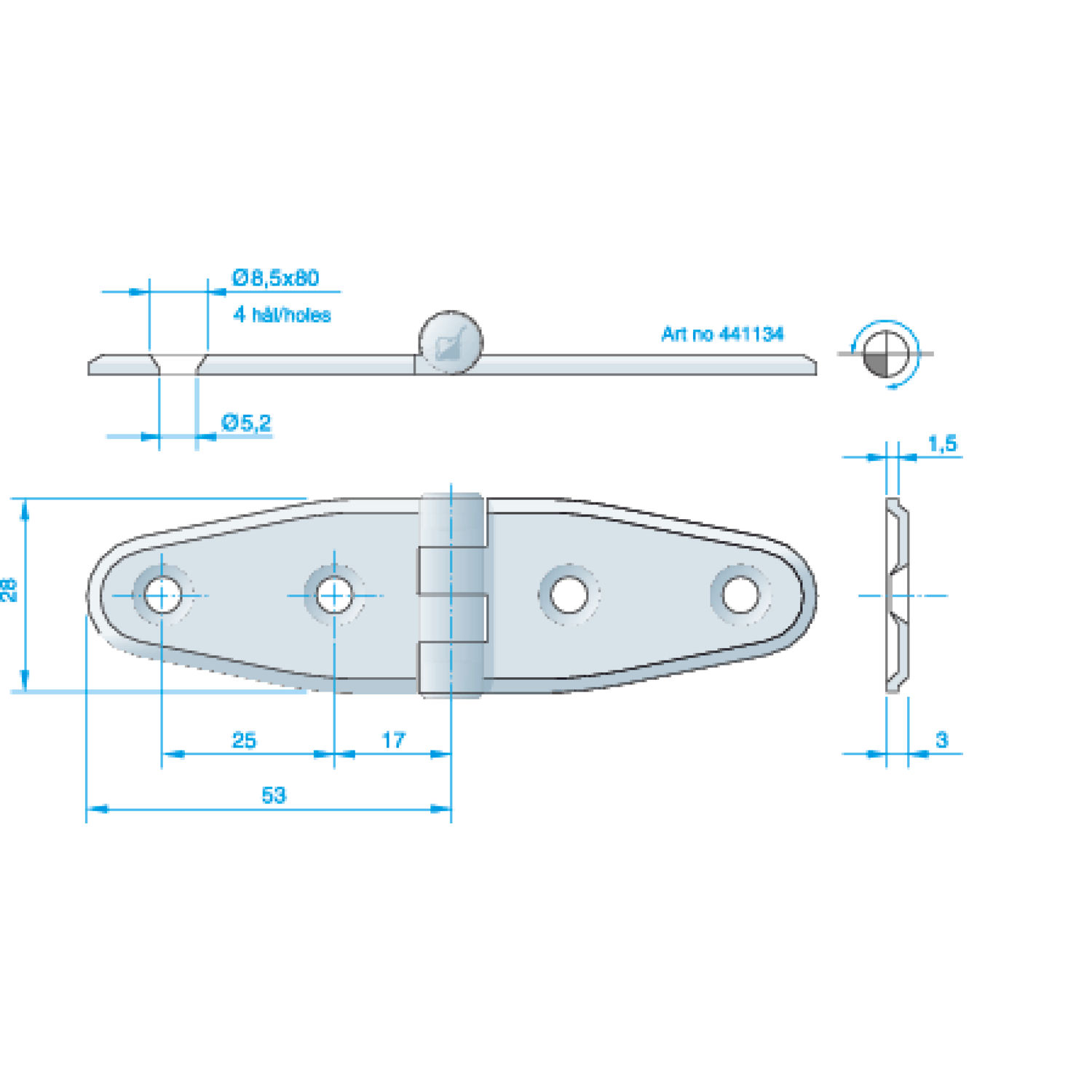 Hengsel 106 x 30 mm