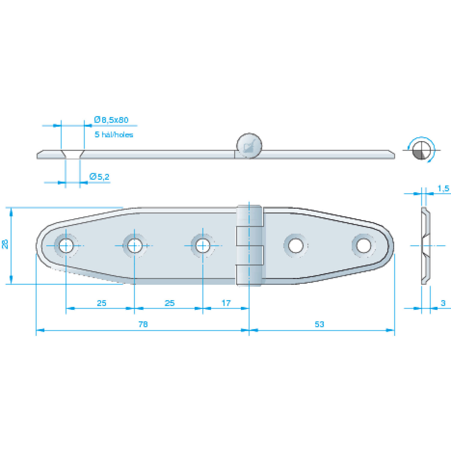 Hengsel 131 x 30 mm