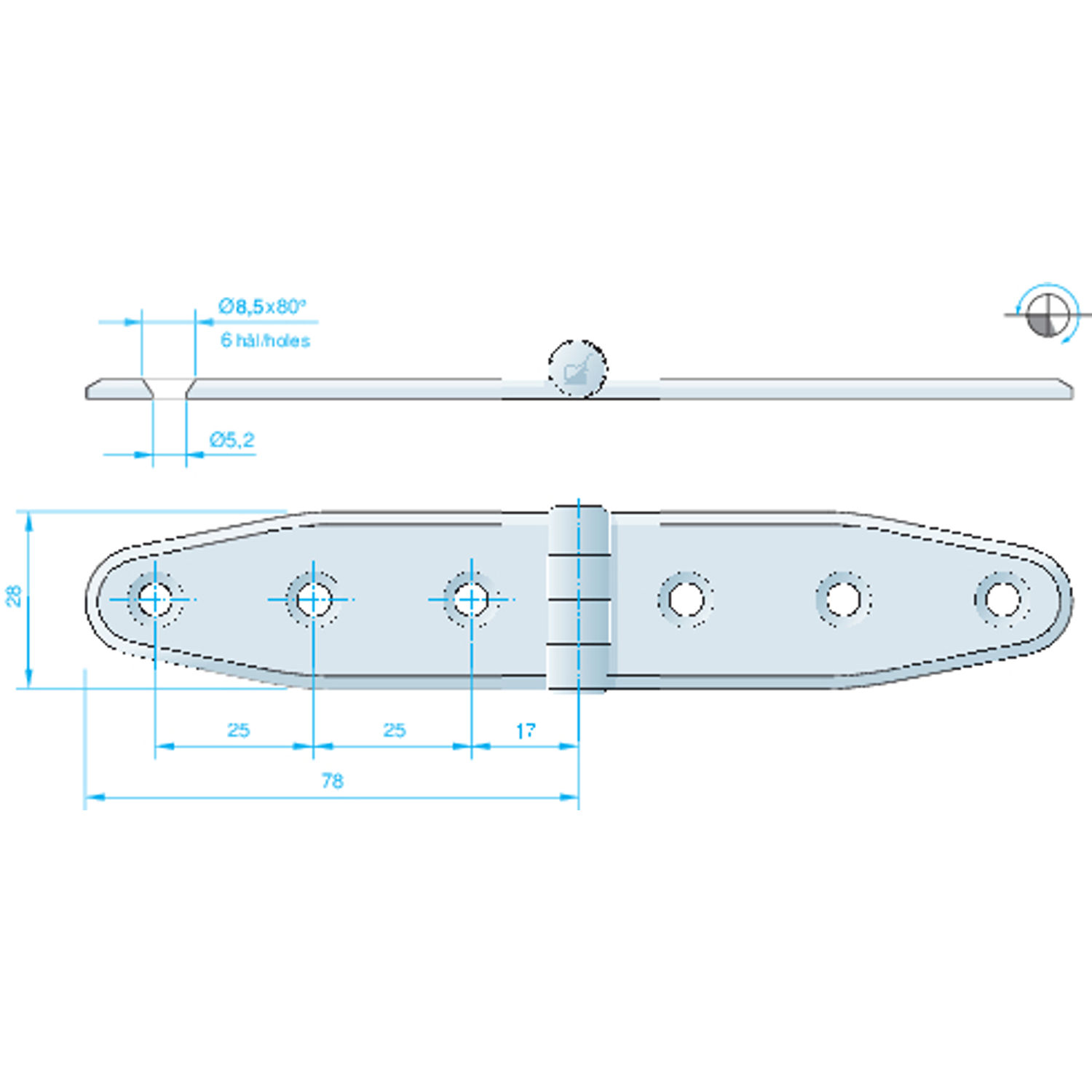 Hengsel 156 x 30 mm