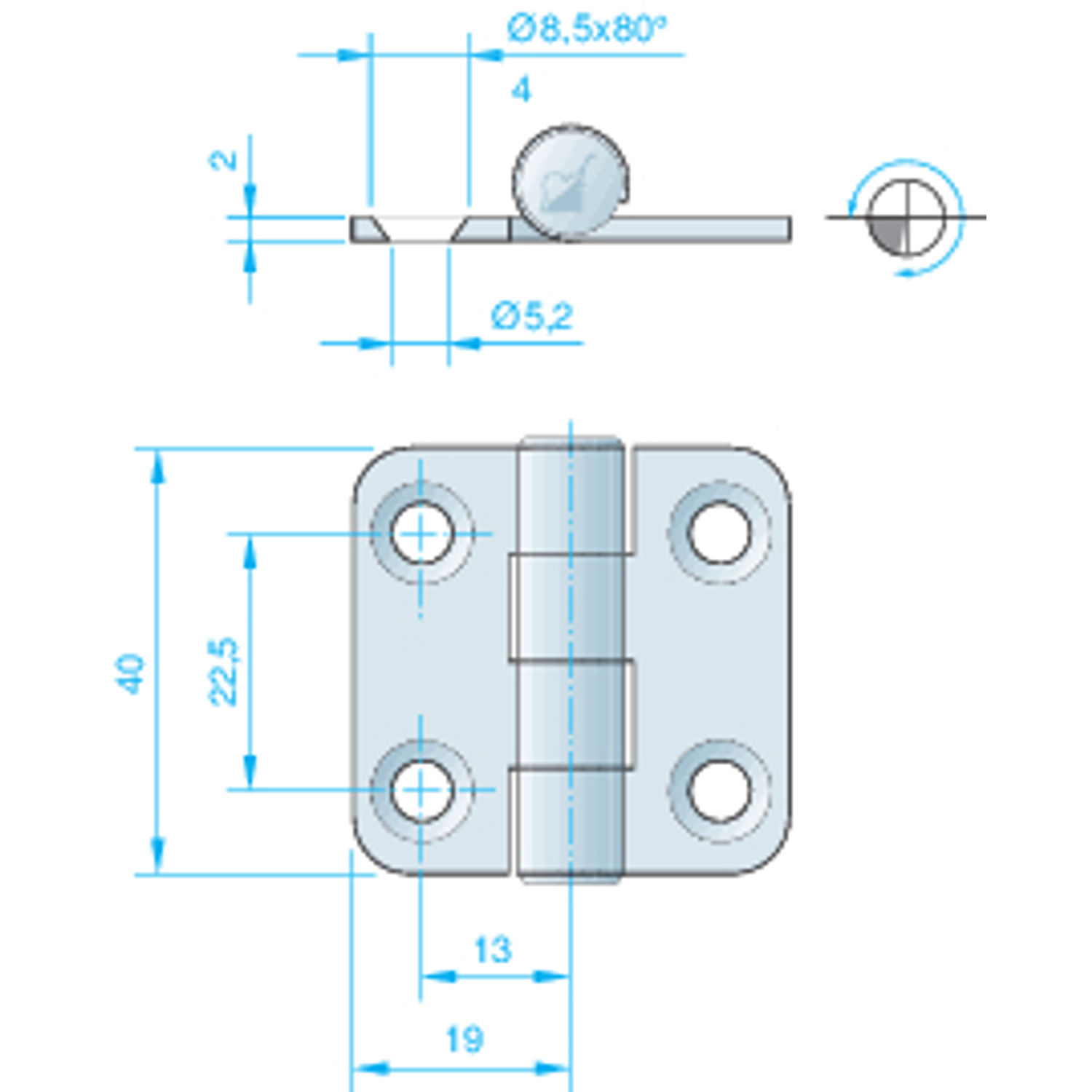 Hengsel 38 x 40 mm