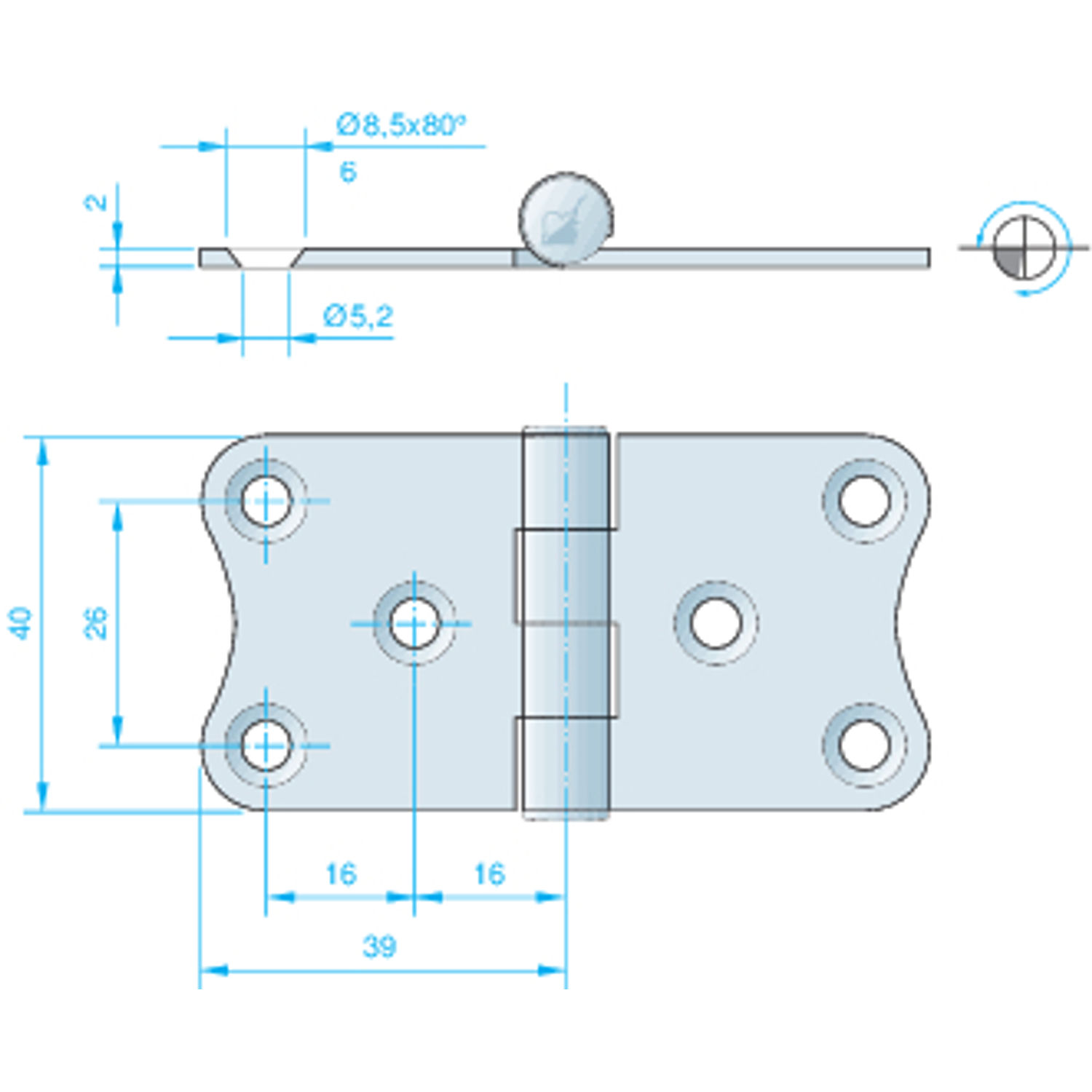 Hengsel 78 x 40 mm