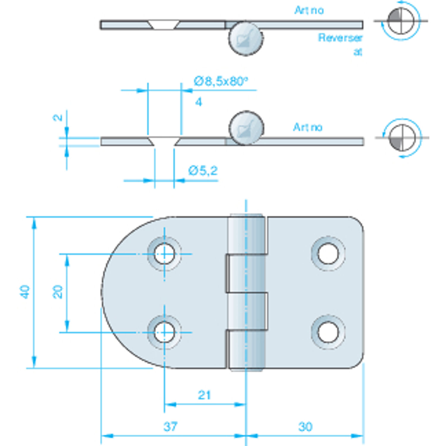 Hengsel 67 x 40 mm