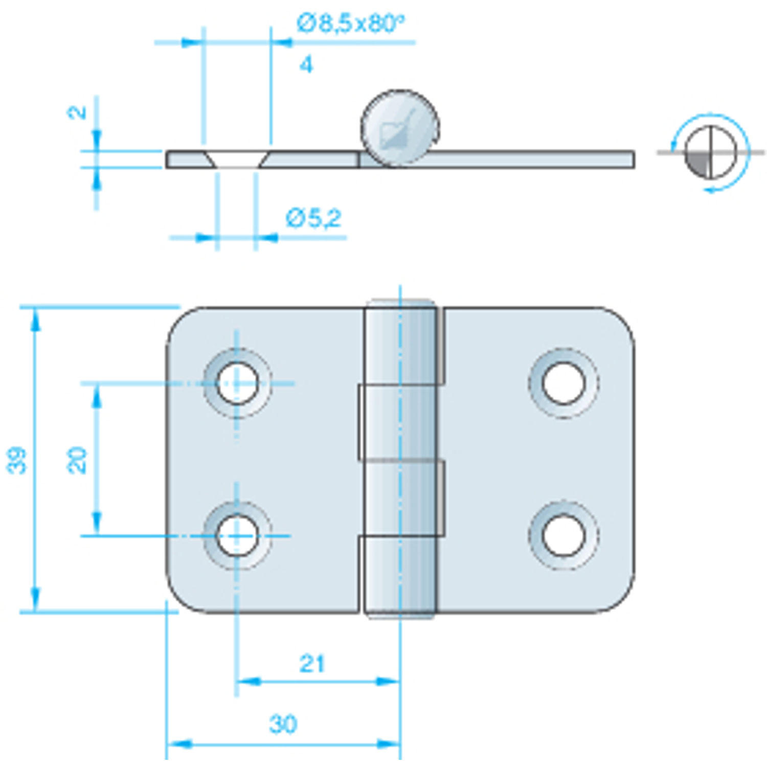 Hengsel 60 x 39 mm