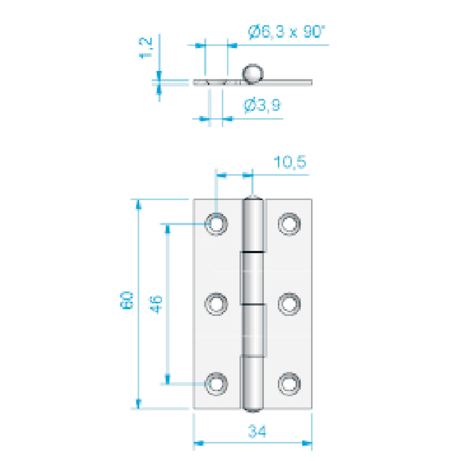 Kanthengsel Syrefast 60x34 mm
