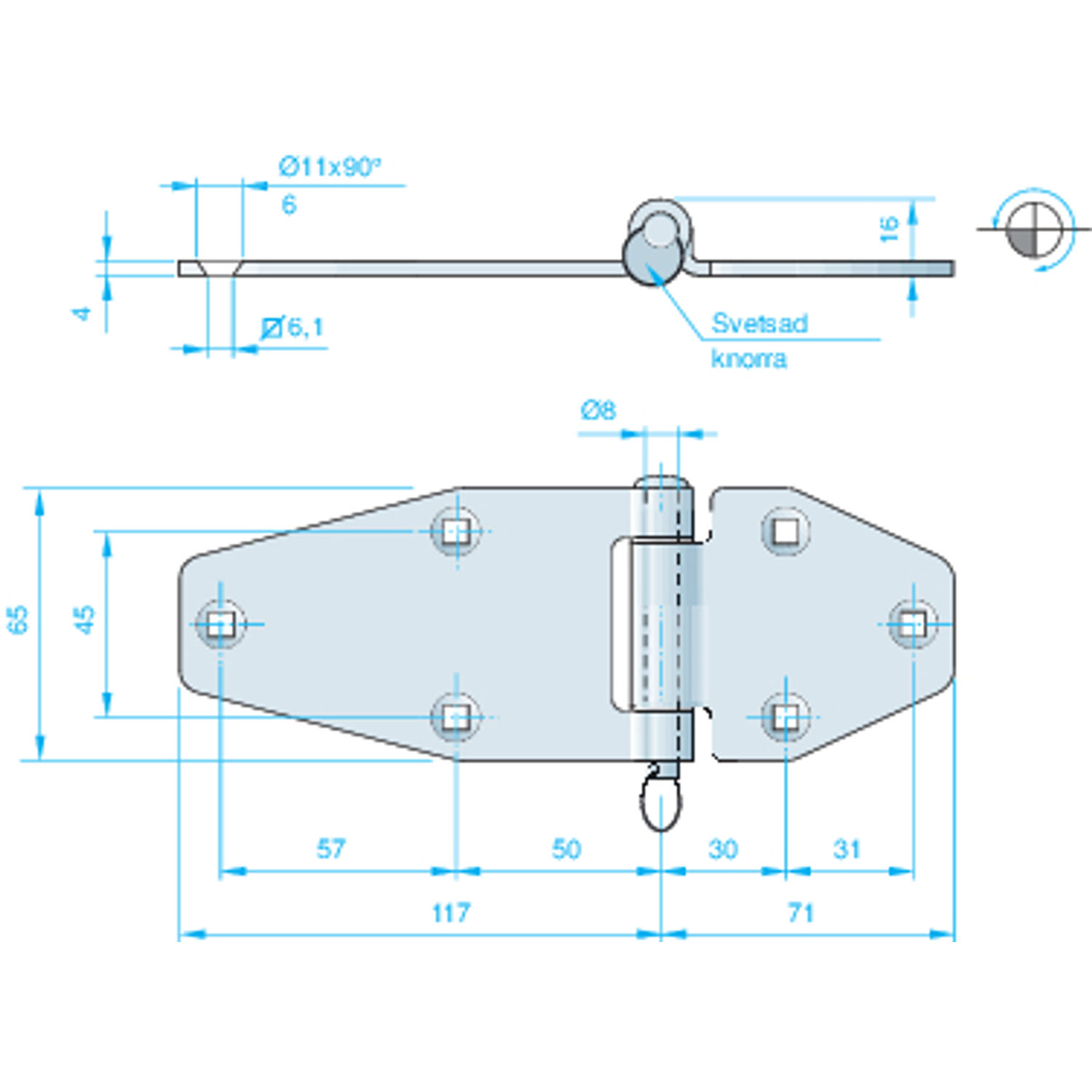 Hengsel 188 x 65 mm