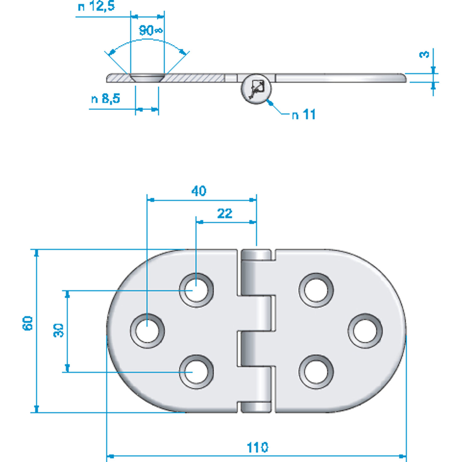 Hengsel 110 x 60 mm