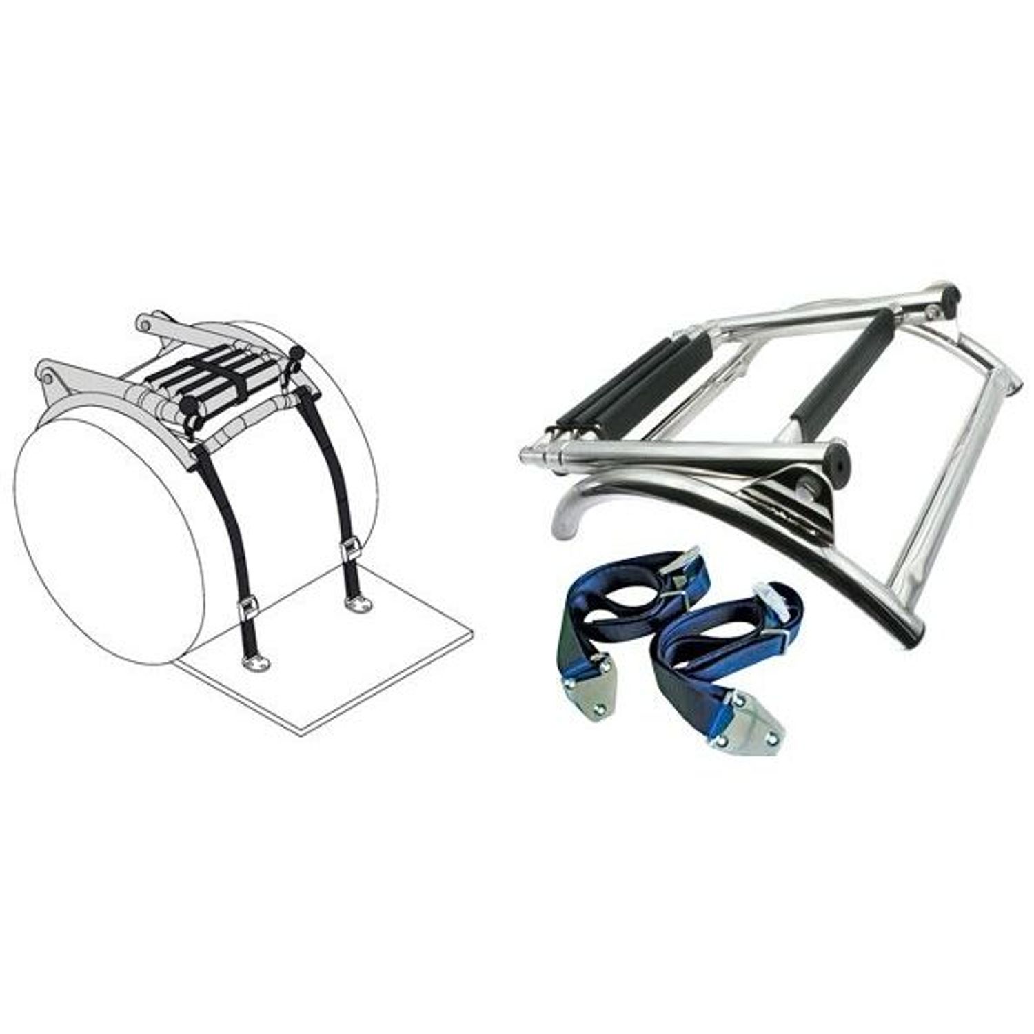 Badstege til Gummibåd/Rib med 4 Trin, Teleskopisk