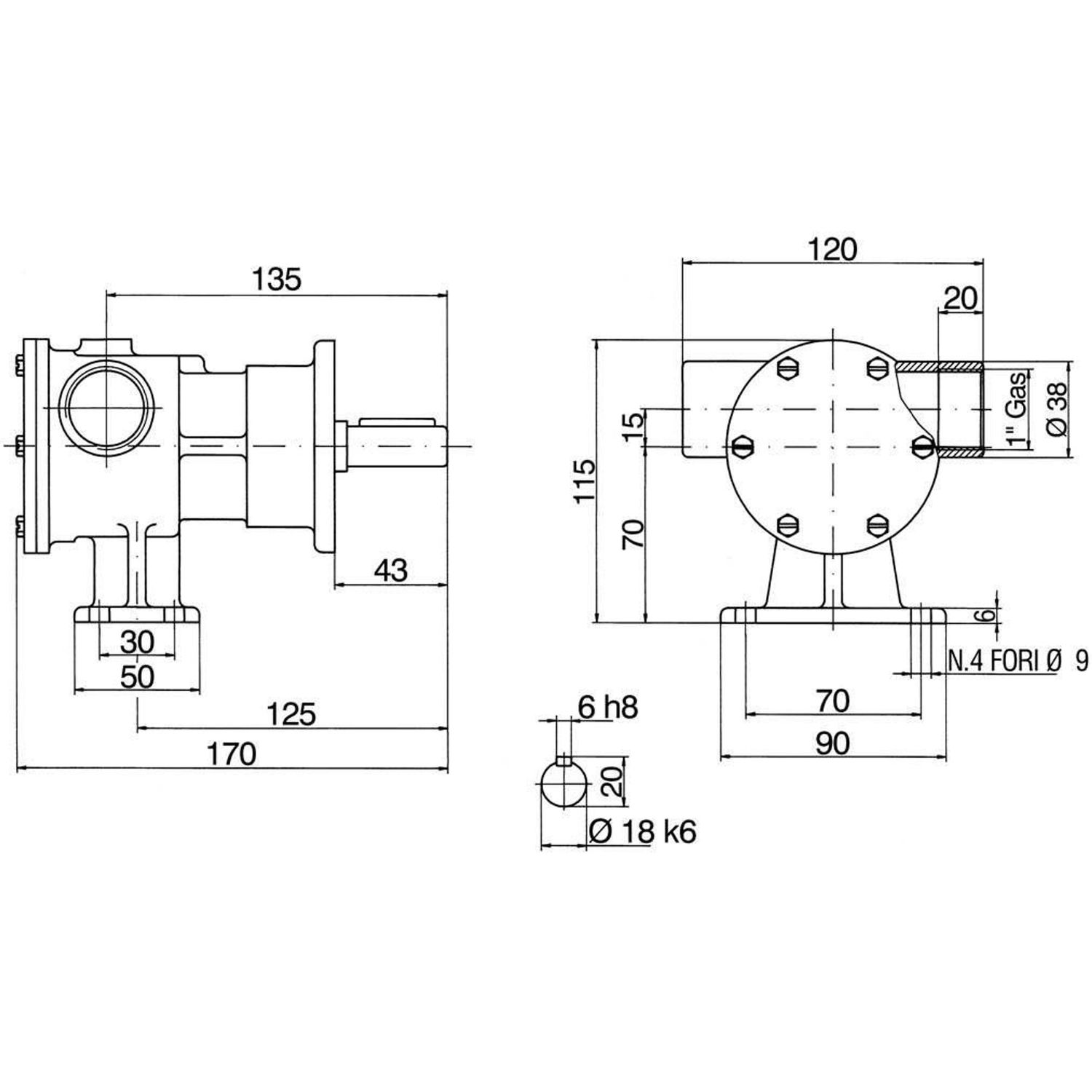 Ancor Impellerpumpe for Motor PM36