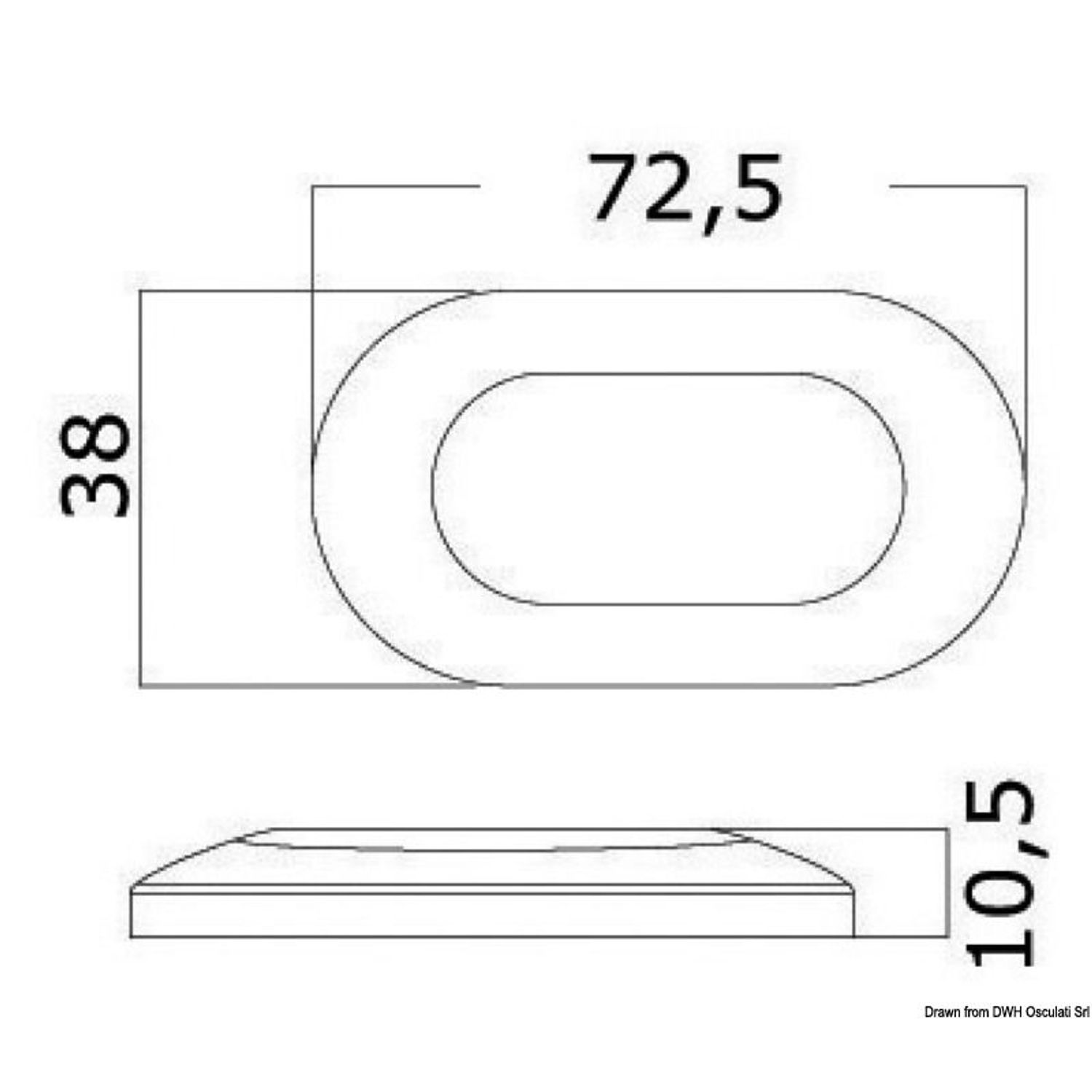 Oval, 6-LED instegsbelysning, blå