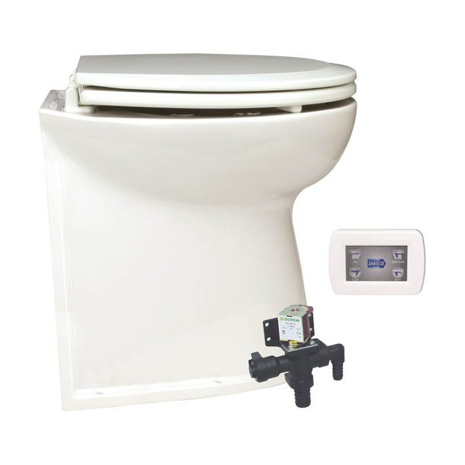 Jabsco Deluxe Flush El-toilet 17" Lige Bagkant Solenoid 12v