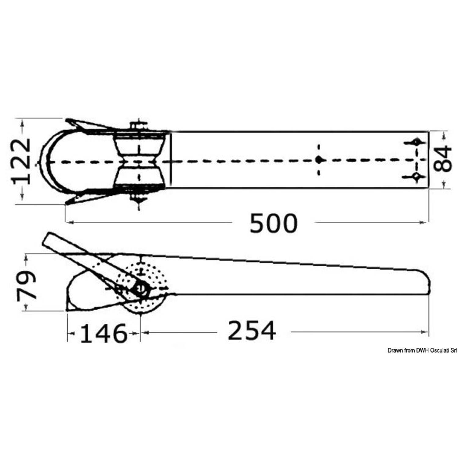 Ankarrulle i satin SS 500 mm