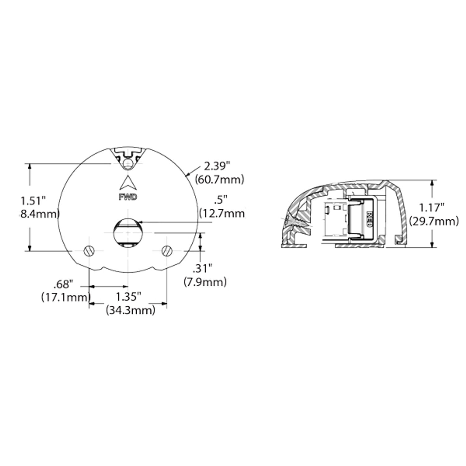 Attwood LED-lyhty 2nm, punainen/vihreä yläkiinnitys