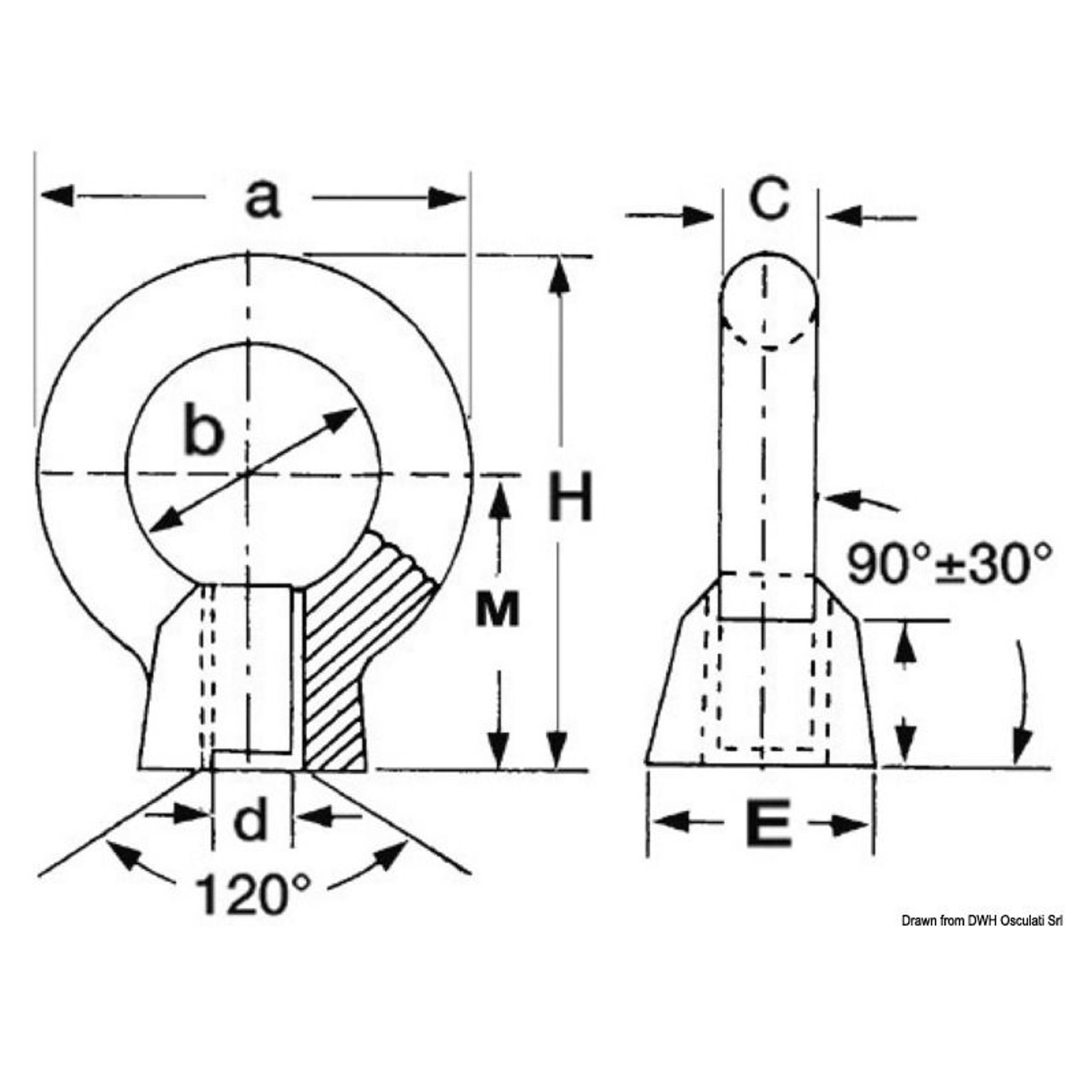 Gängad öglebult AISI316 32.6 mm