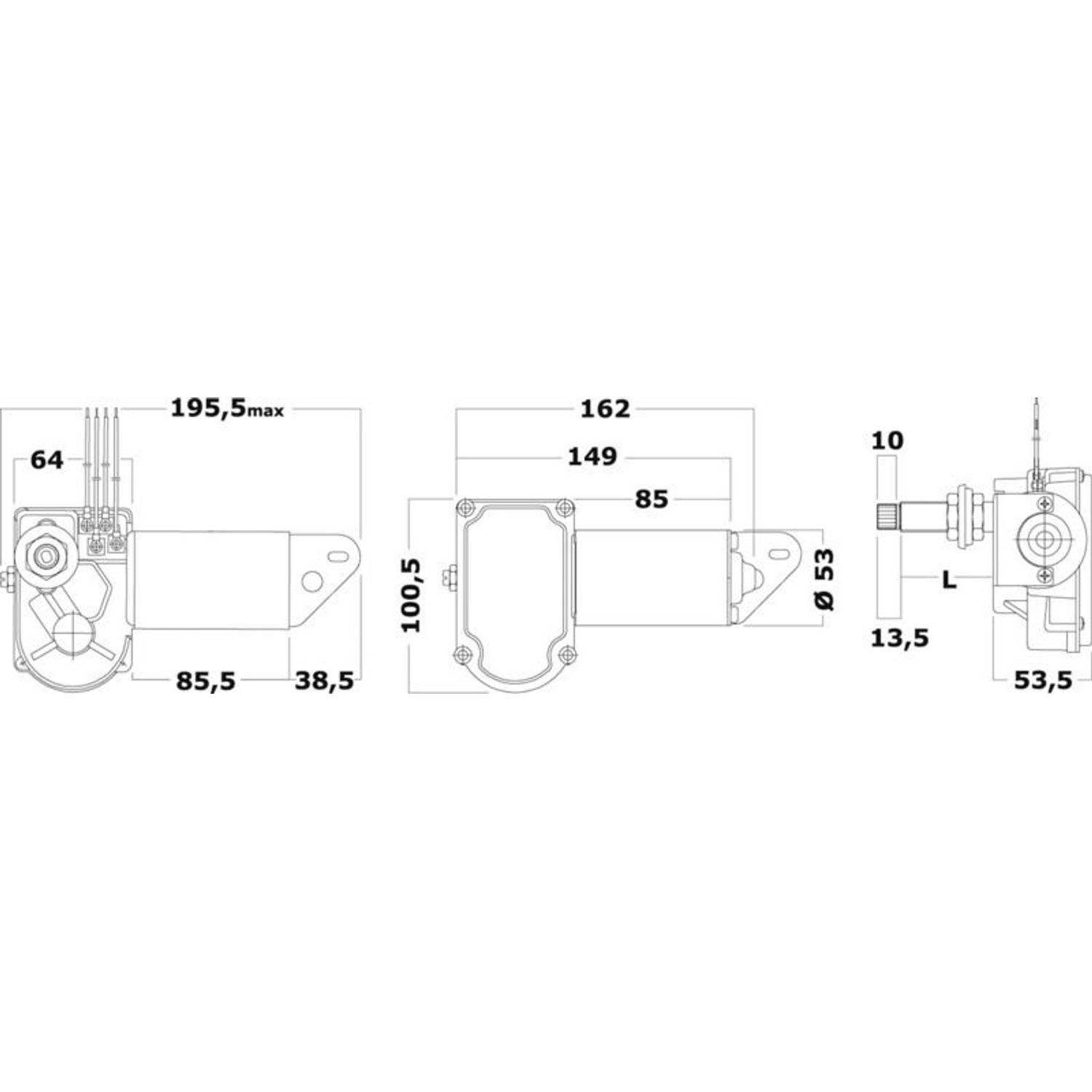 Motor for viskerarmer og viskerblader 24 V 20 W 51 mm