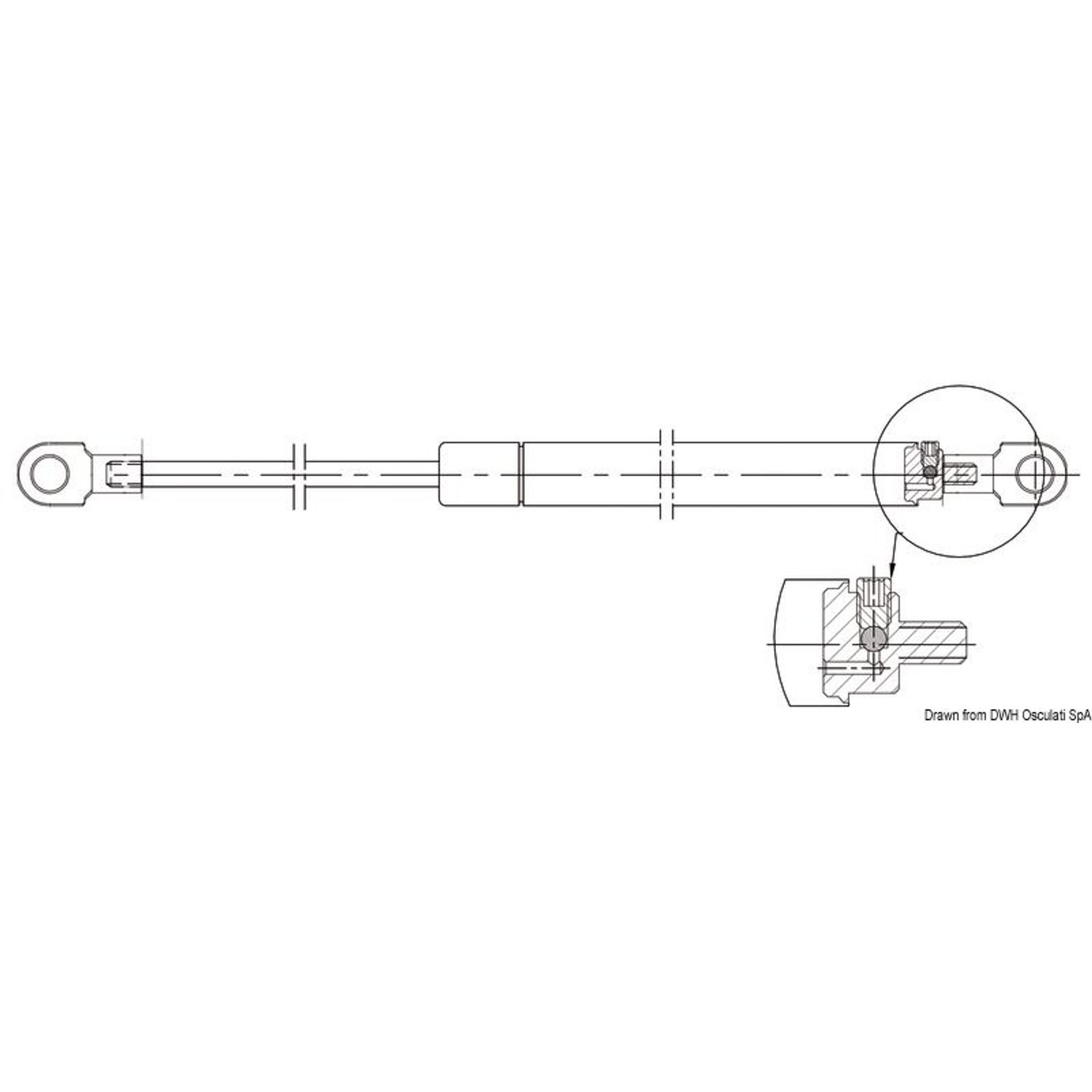 Gassfjær AISI 316 272 mm 40 kg