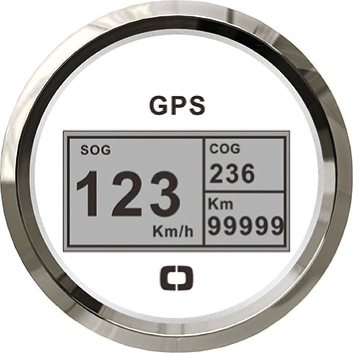 GPS-nopeusmittari, kompassi, matkamittari musta/kiiltävä