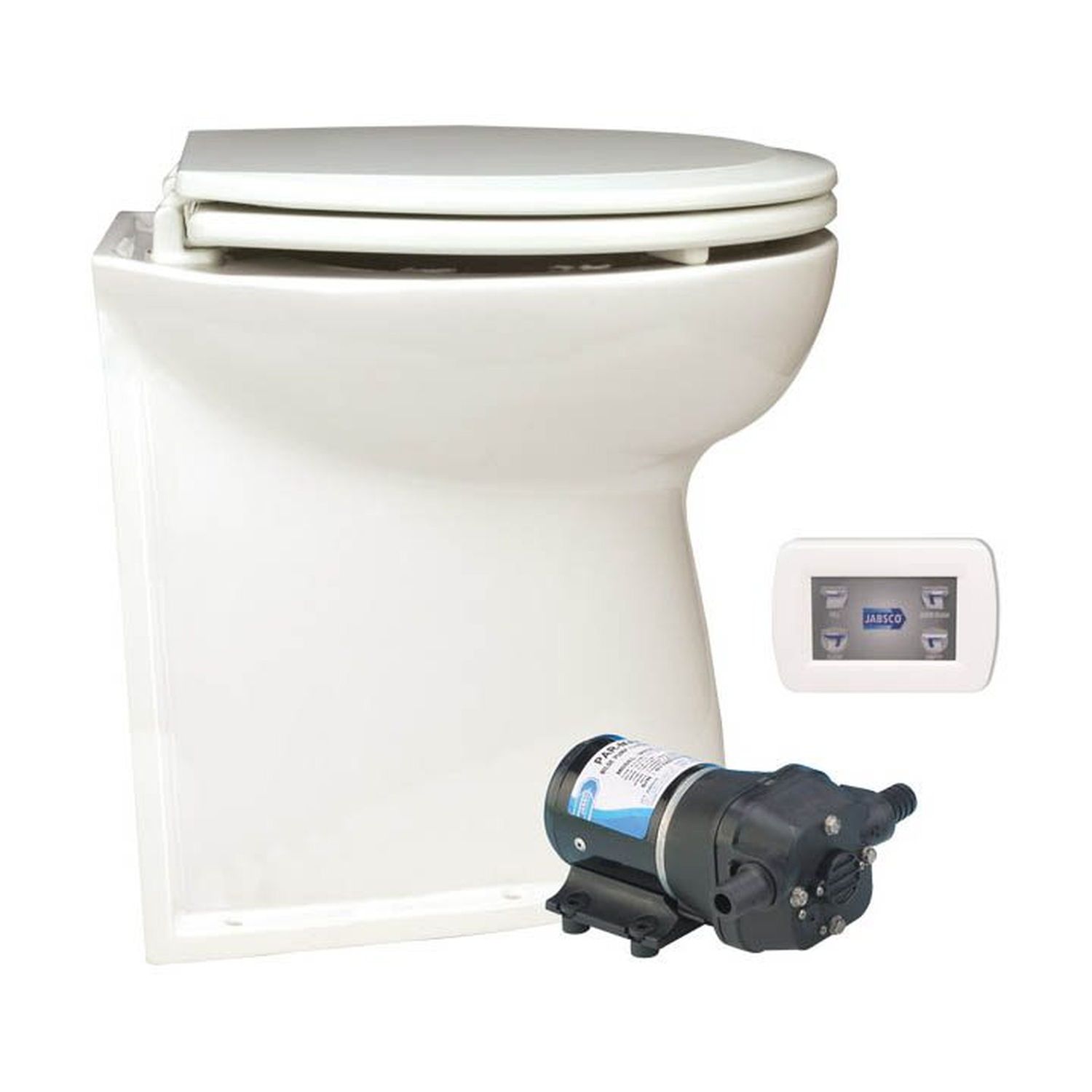 Jabsco Deluxe Flush El-toilet 17" Lige Bagkant Solenoid 12v