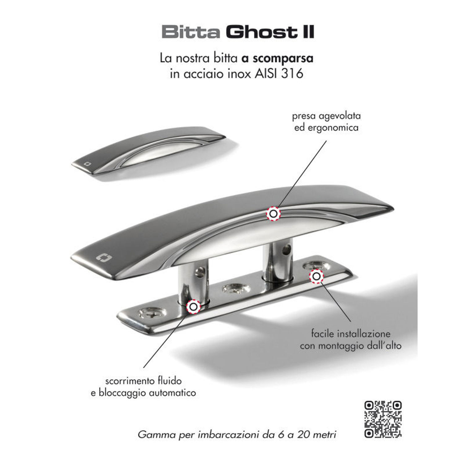 Ghost II dold knap 160 mm svart