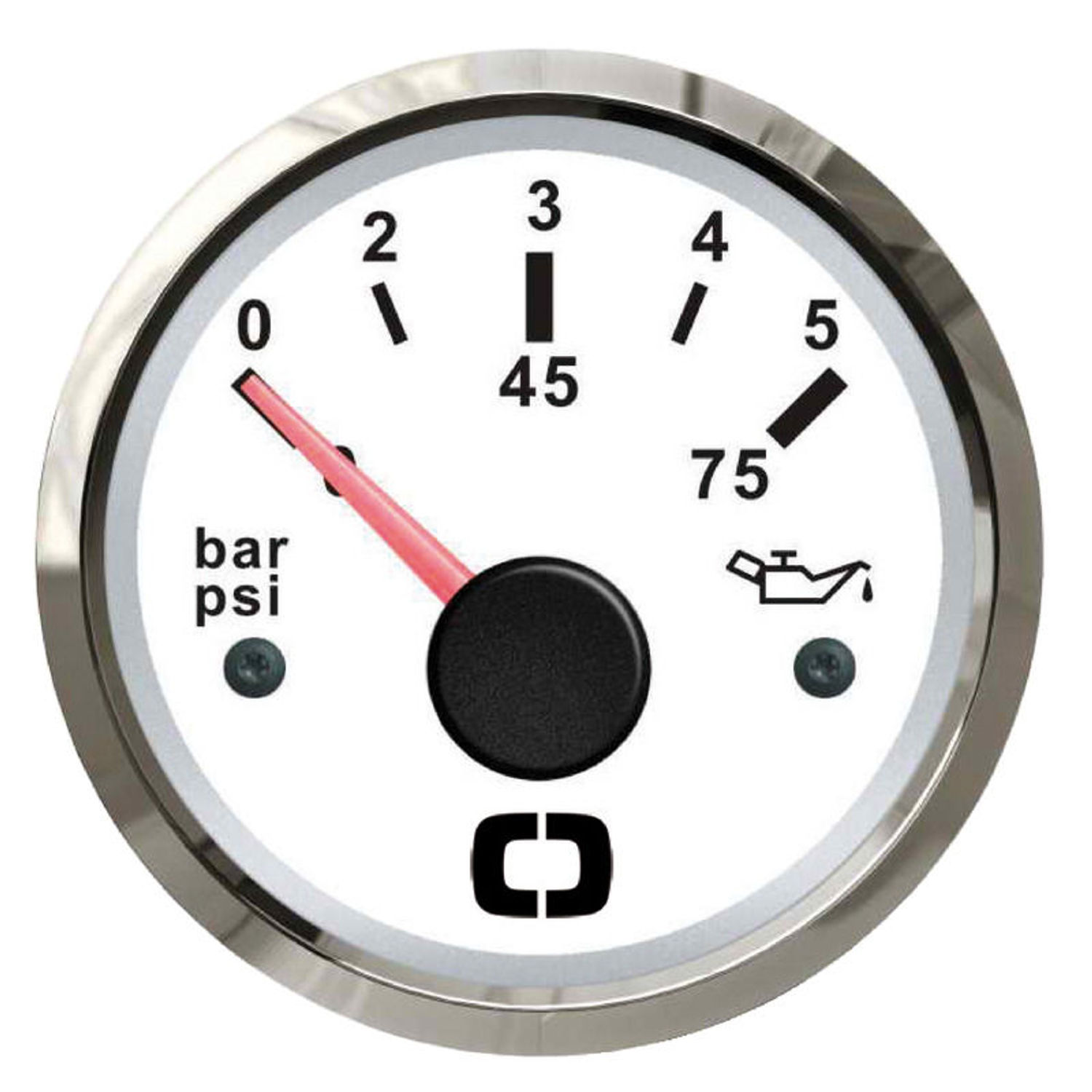 Oljetrykksmåler 0/5 bar hvit/blank