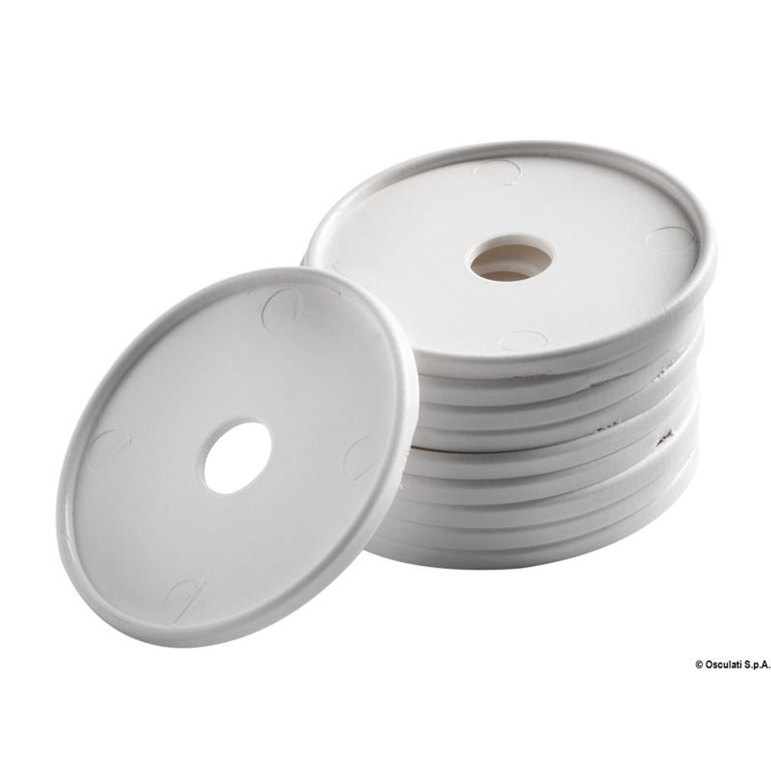 Rund underläggsplatta i vit polyeten. Förpackning: 10 st.