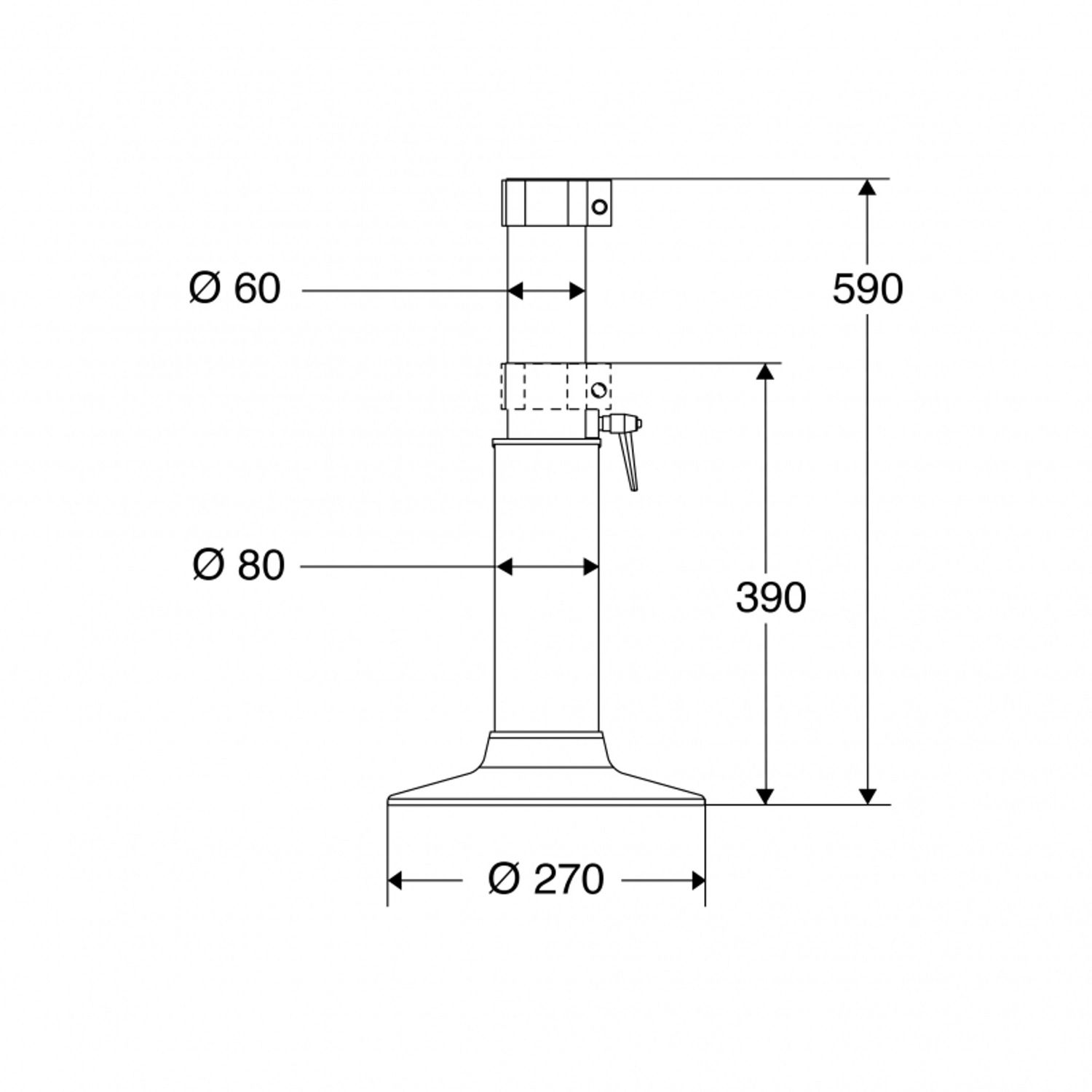 Stolstativ justerbart 40 - 60 cm Ø270 mm