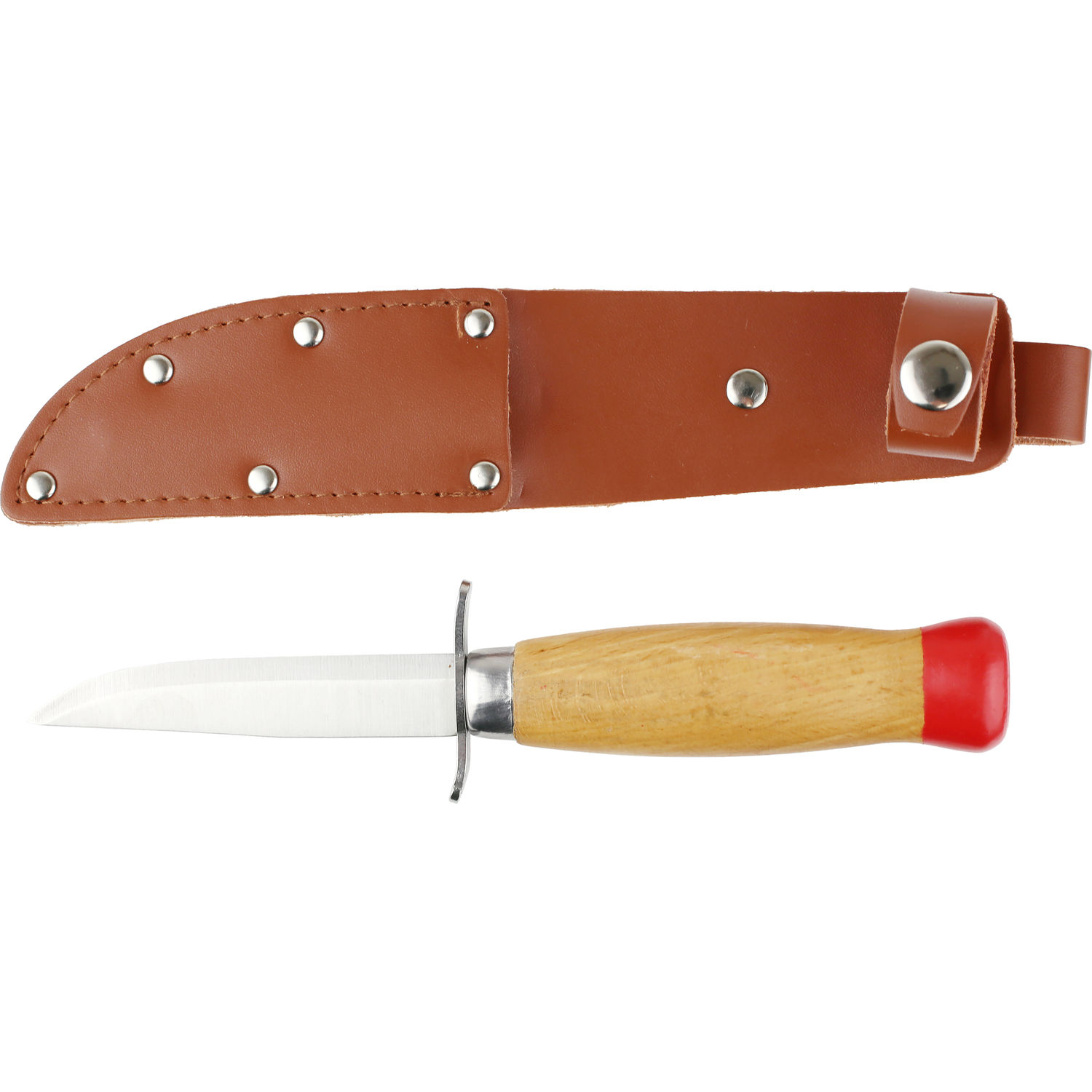 Scoutkniv med trähandtag och fingerskydd