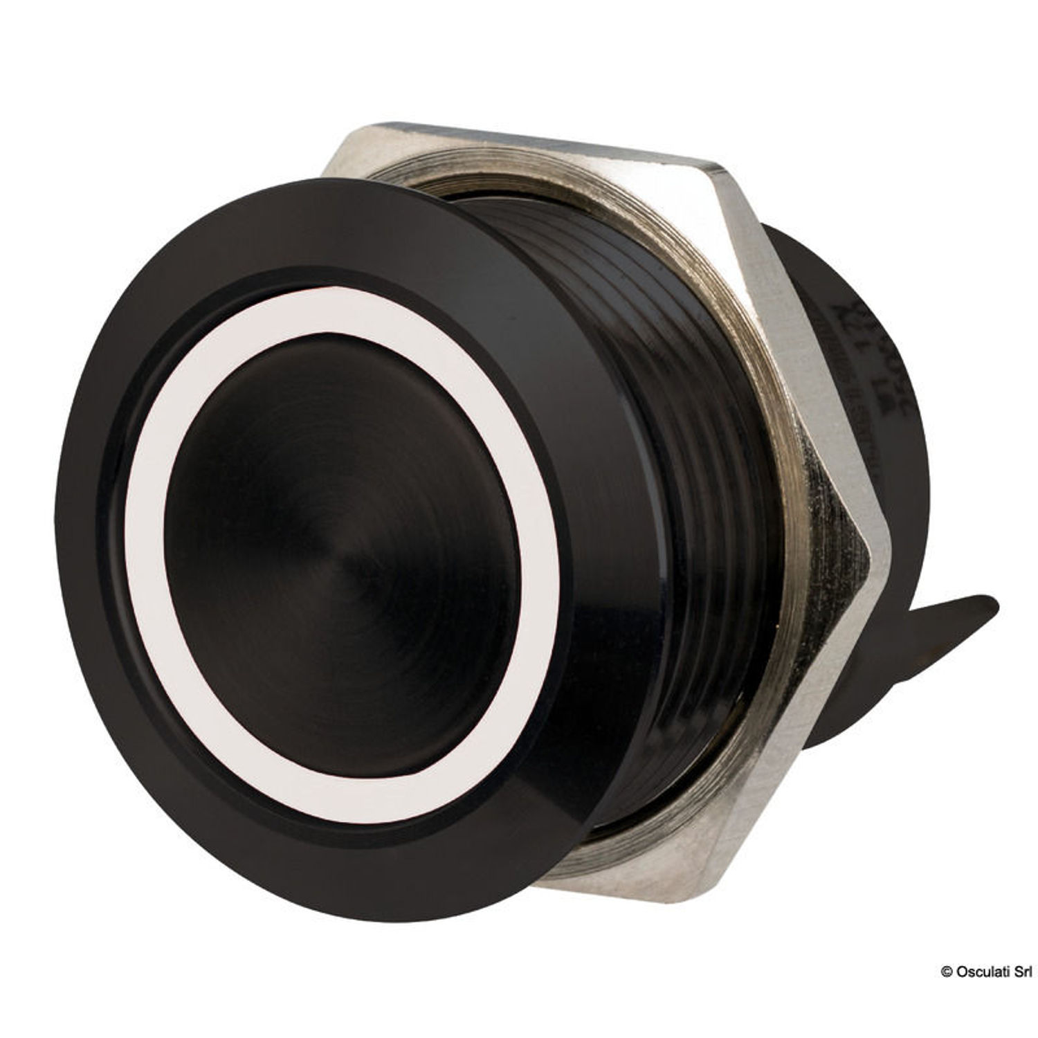FLAT svart bryter i rustfritt stål ON-OFF 12/24V RBW