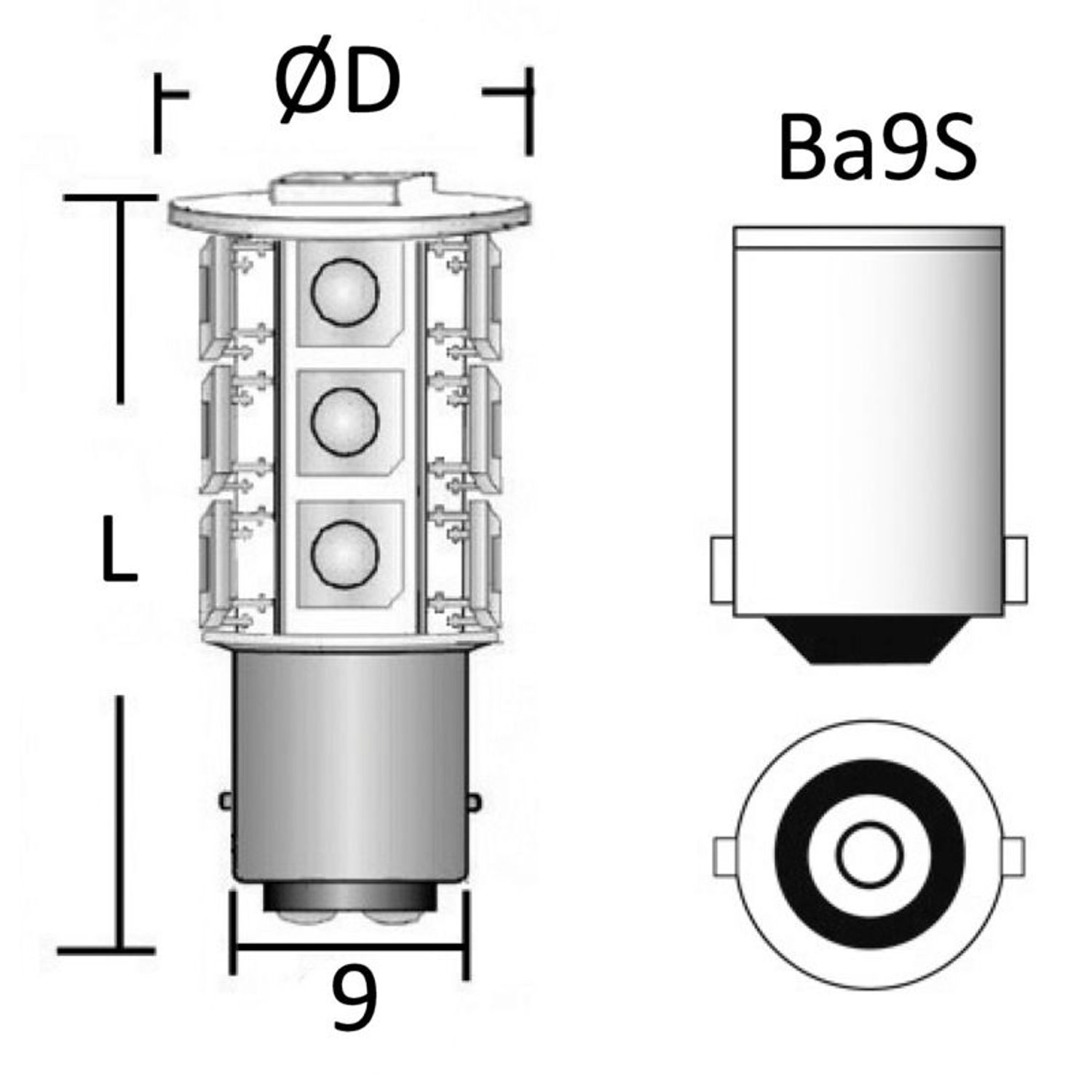 Lanterne 12 V BA9S 0.9 W 61 Lum