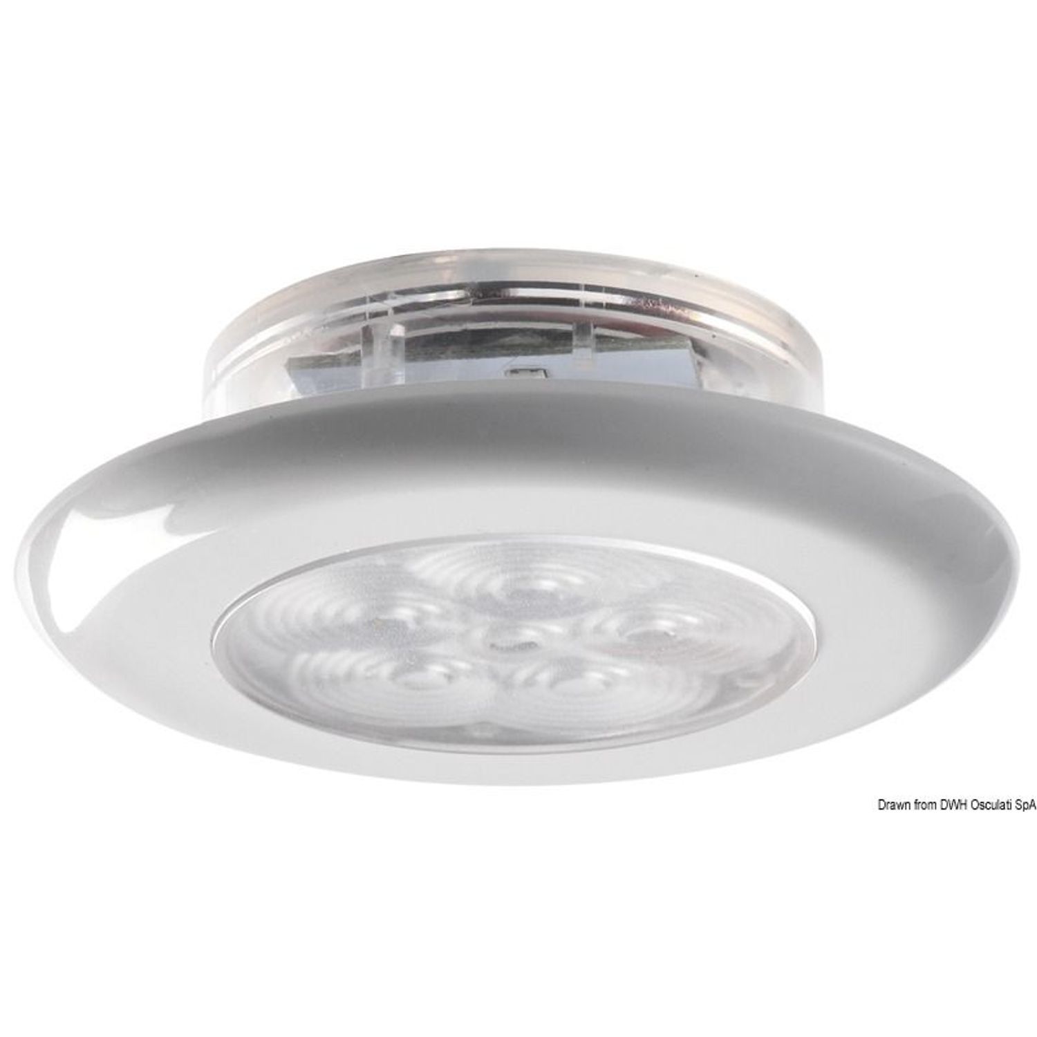 Taklampe, ABS-kropp, hvit finish, 6 hvite LED