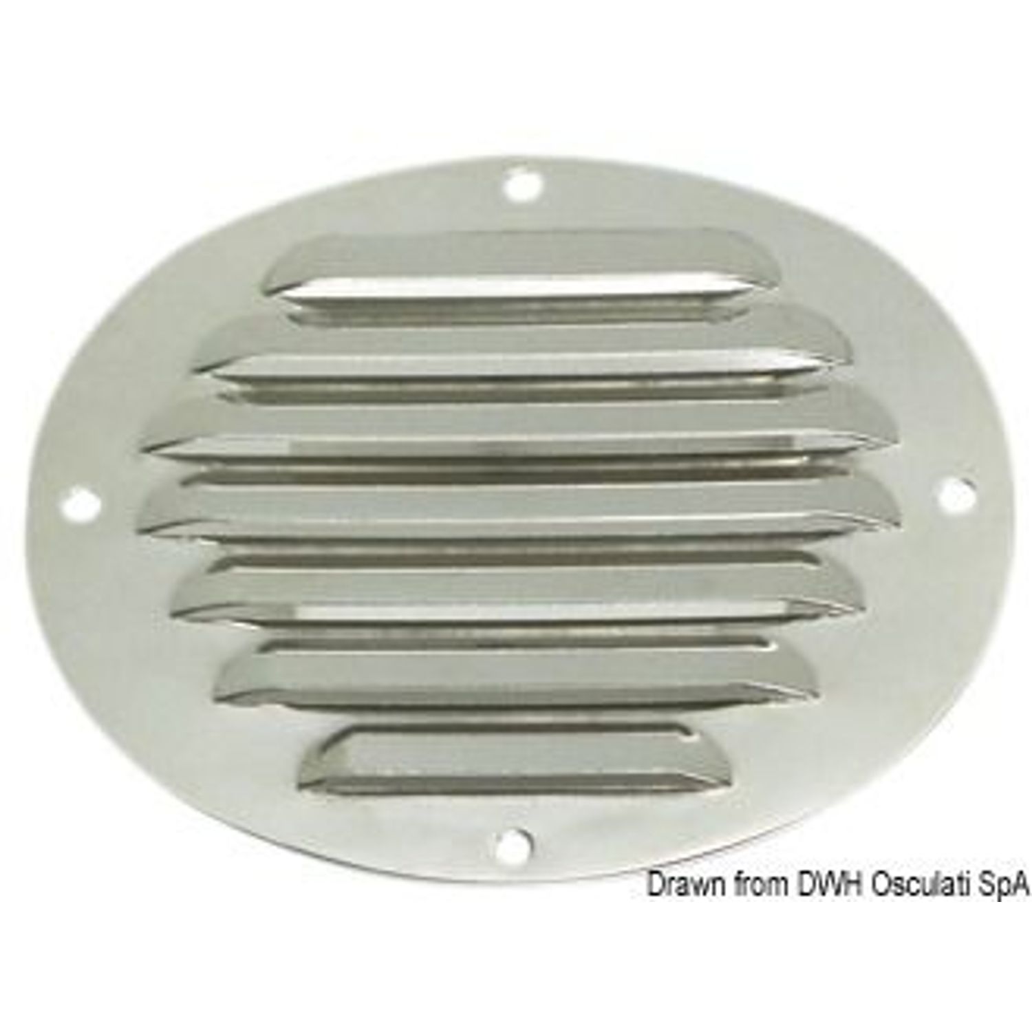 Jalousiventil, poleret SS, oval 116 x 128 mm