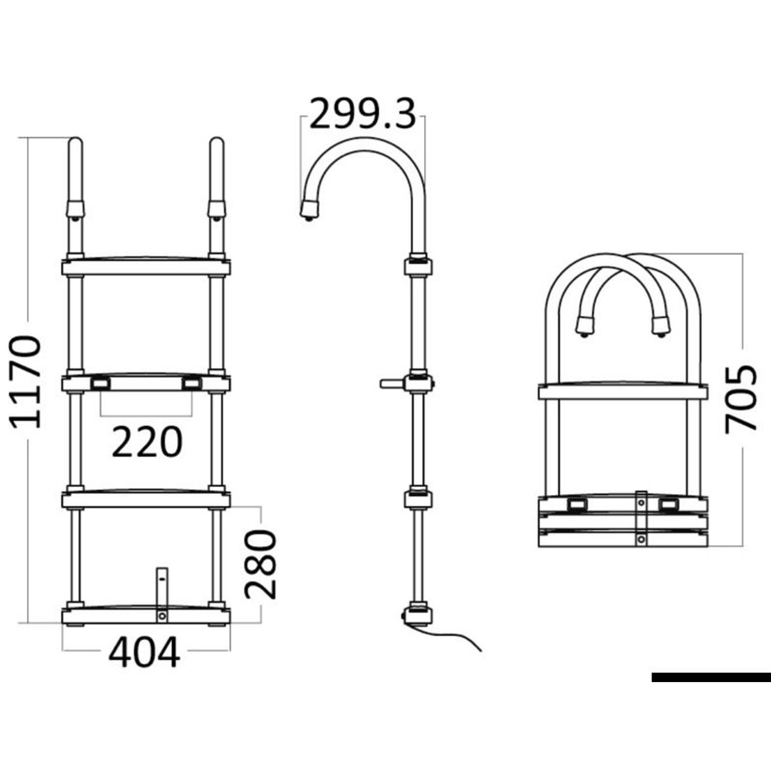 Eco teleskopstege utfälld 1170 mm - hopfälld 705 mm