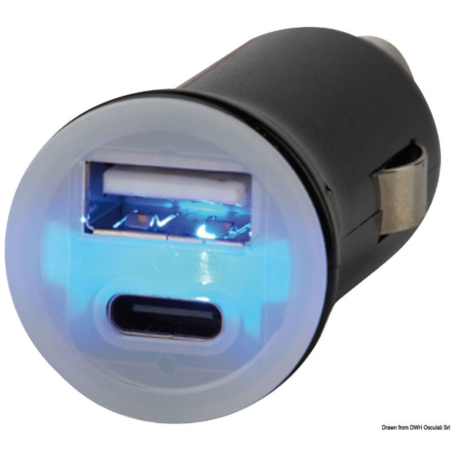 Kaksois-USB-pistoke tyyppi A+C vedenpitävällä suojuksella
