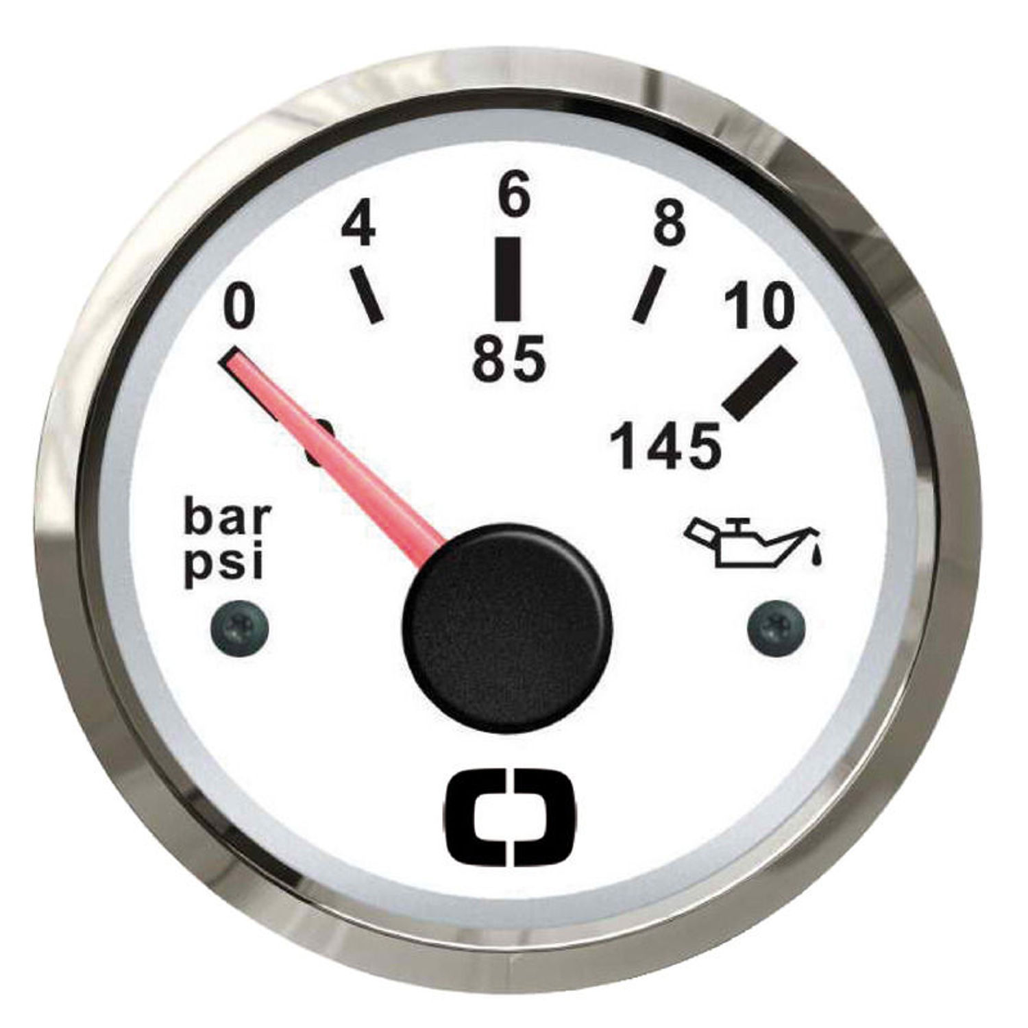 Oljetrykksmåler 0/10 bar hvit/glanset