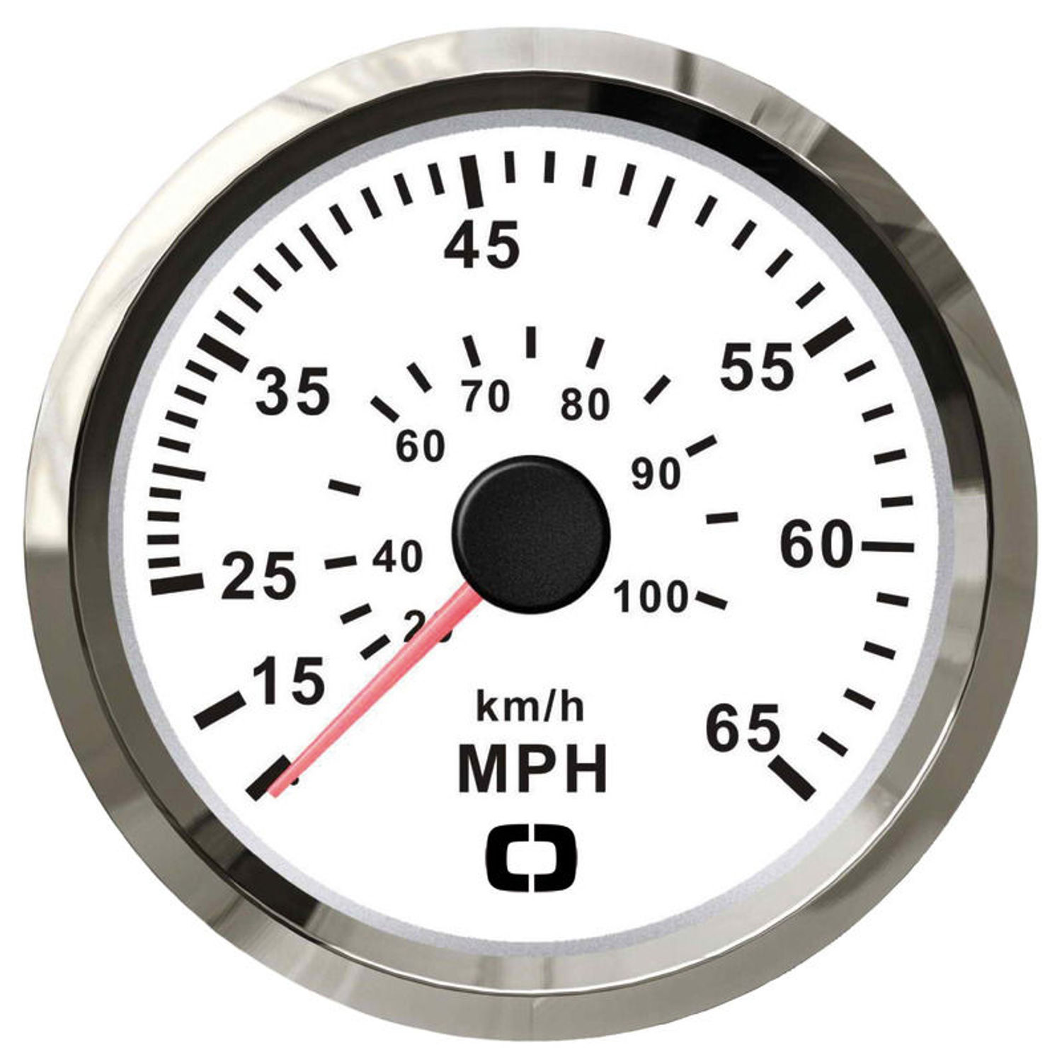 Pitot-nopeusmittari 0-65 MPH valkoinen/kiiltävä