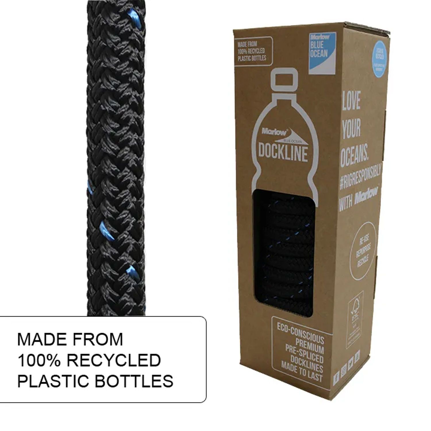 Blue Ocean ECO Dockline Ø14 mm Fortøjningsline 12m Sort