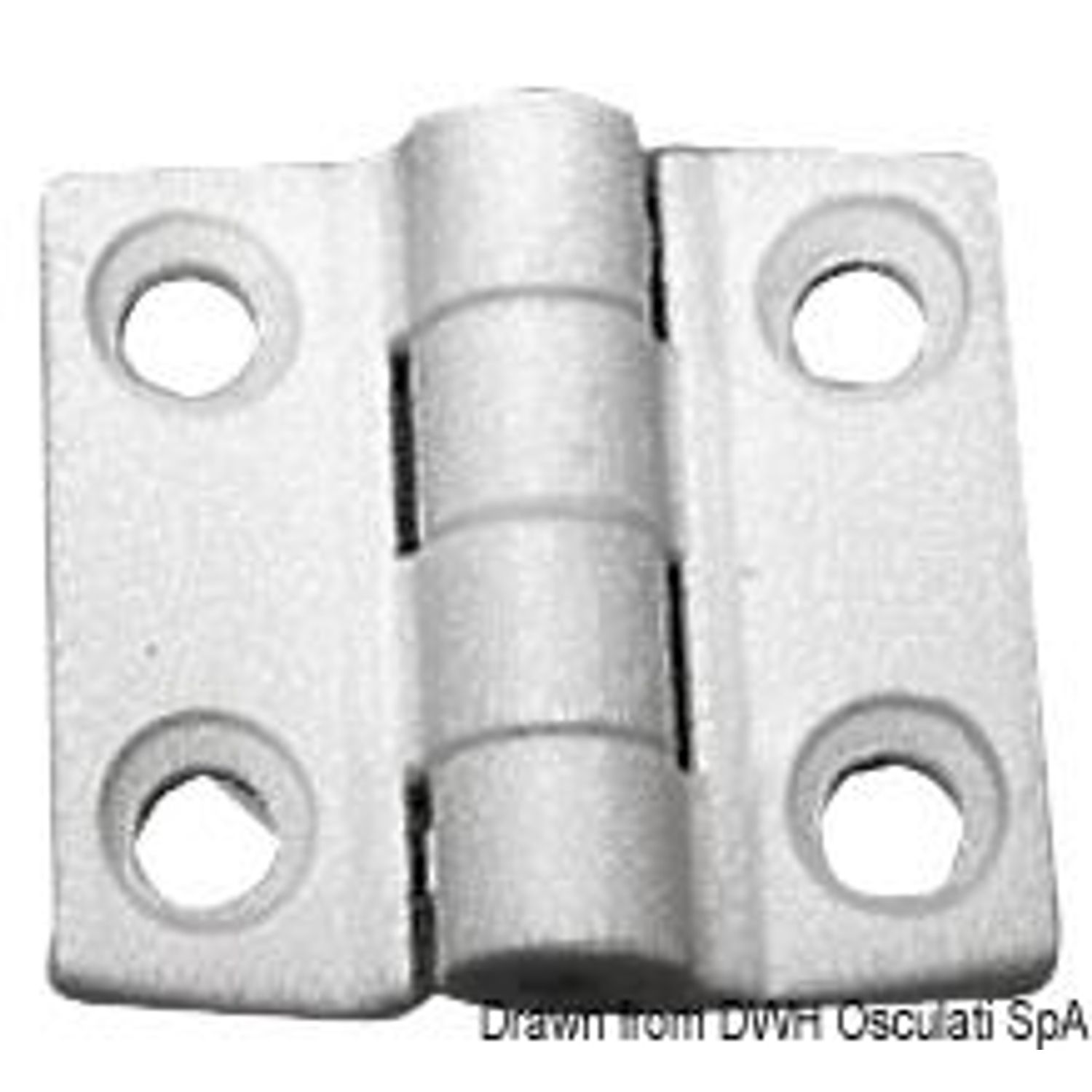 Hengsel i forsterket nylon, hvitt 38x38 mm