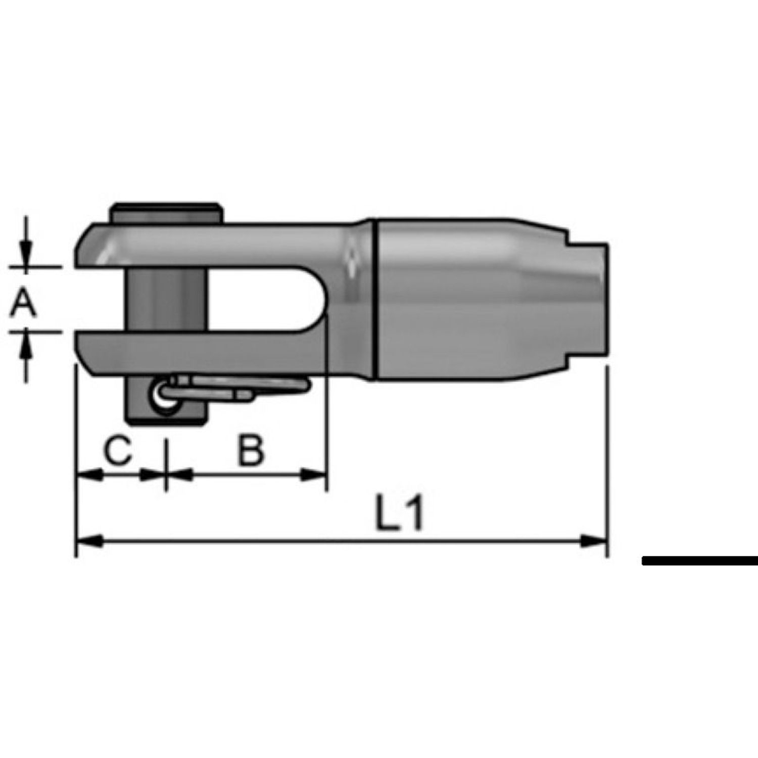 Gaffelterminal for tekstilrigg Ø 4 mm