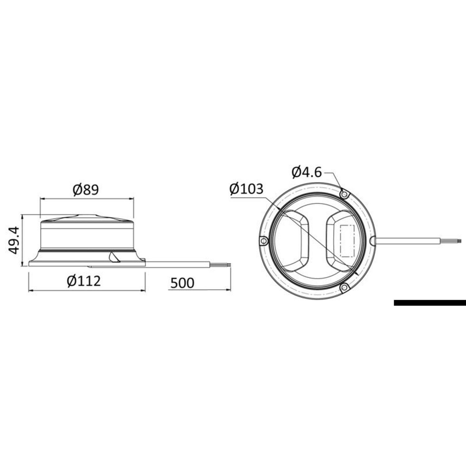 LED-dobbelblits blå 12/24 V