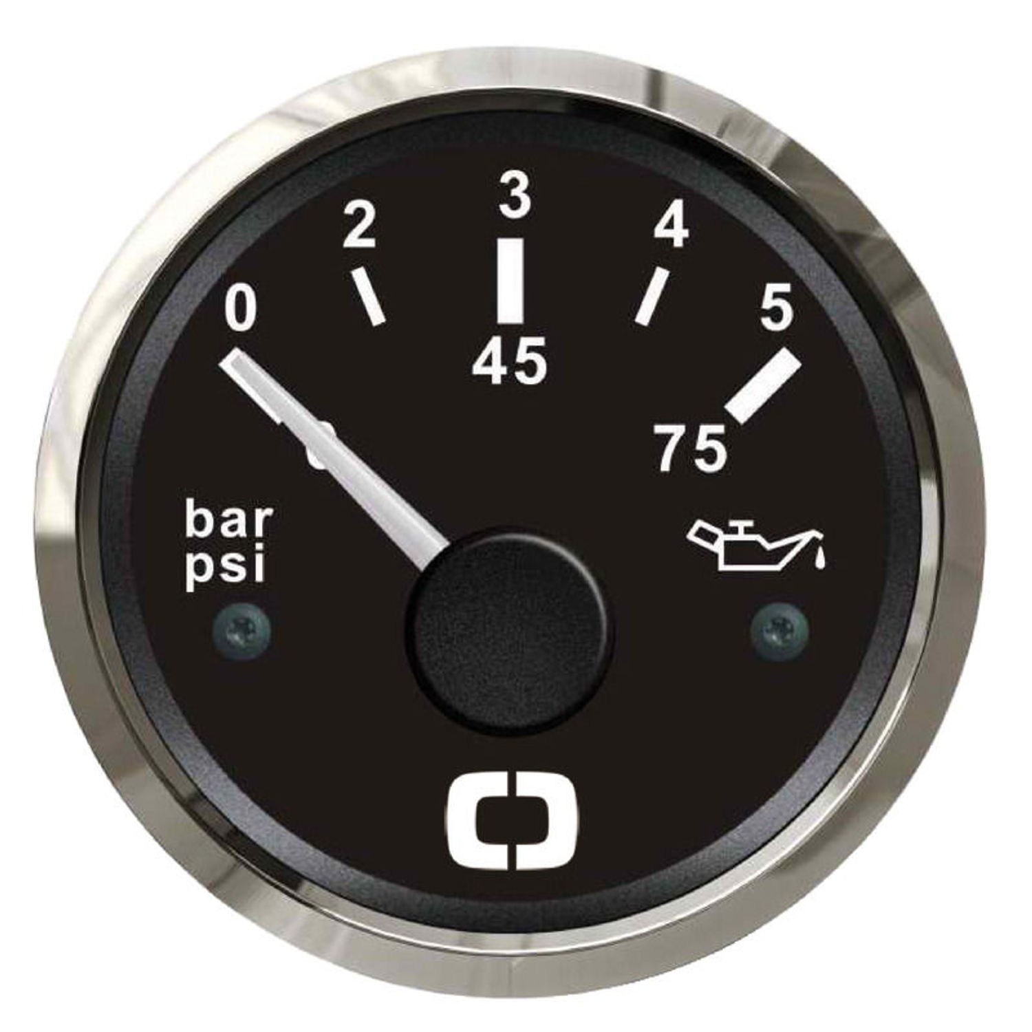 Oljetrycksindikator 0/5 bar svart/blank