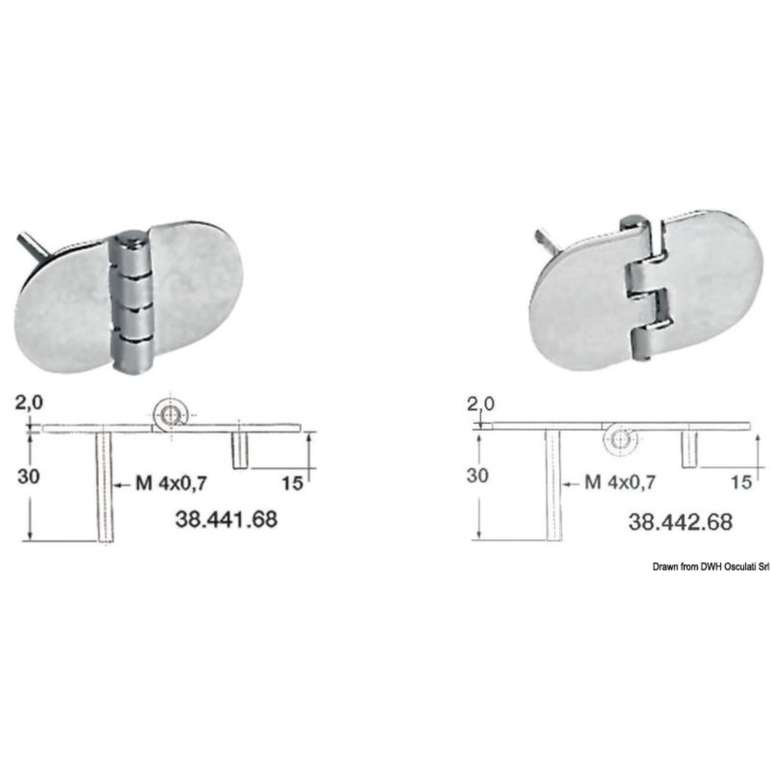 SS sarana kierretapeilla, käänteinen tappi 68.5x38.5 mm