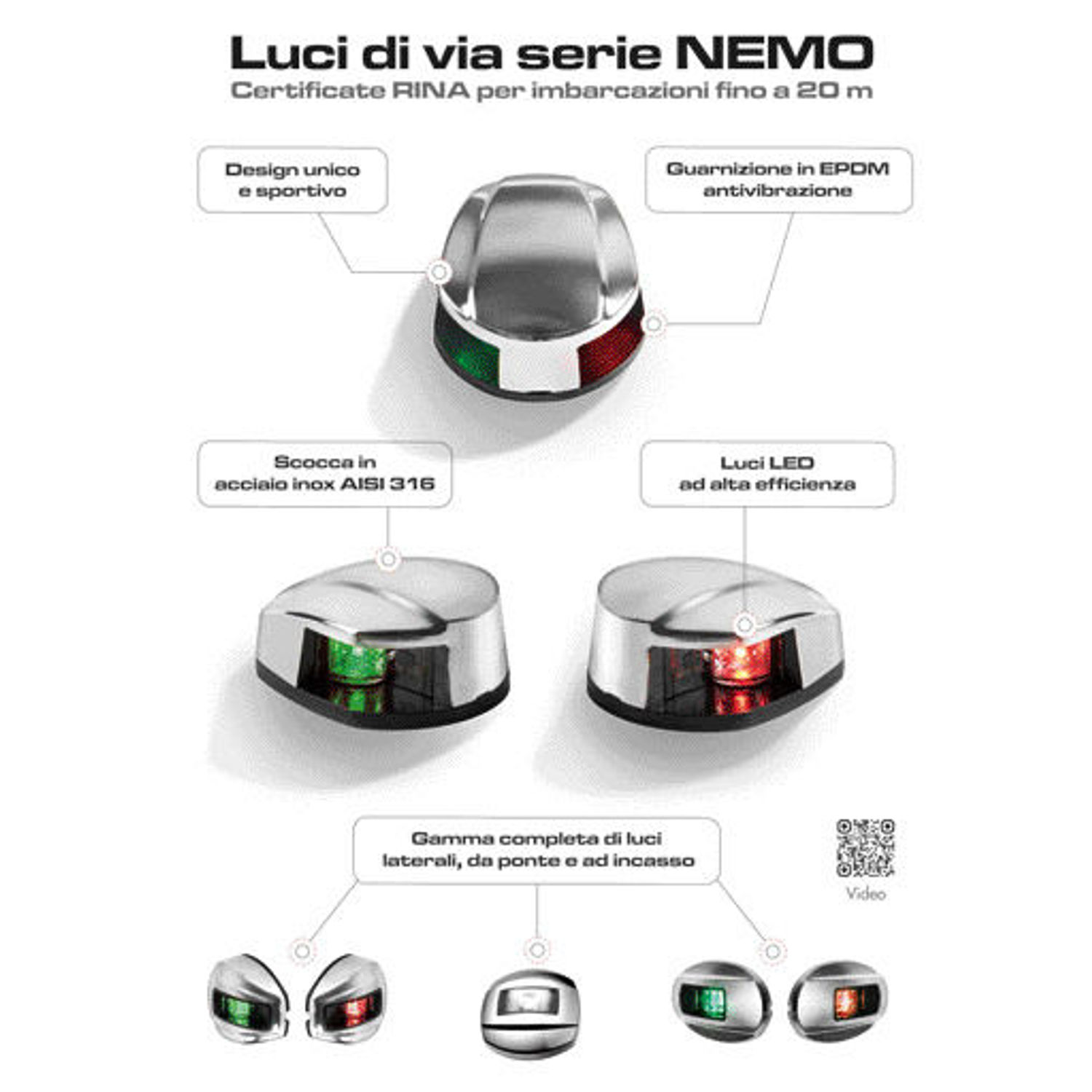 NEMO LED lanterner - bagbord+styrbord 112.5° Bulk horisontal montering