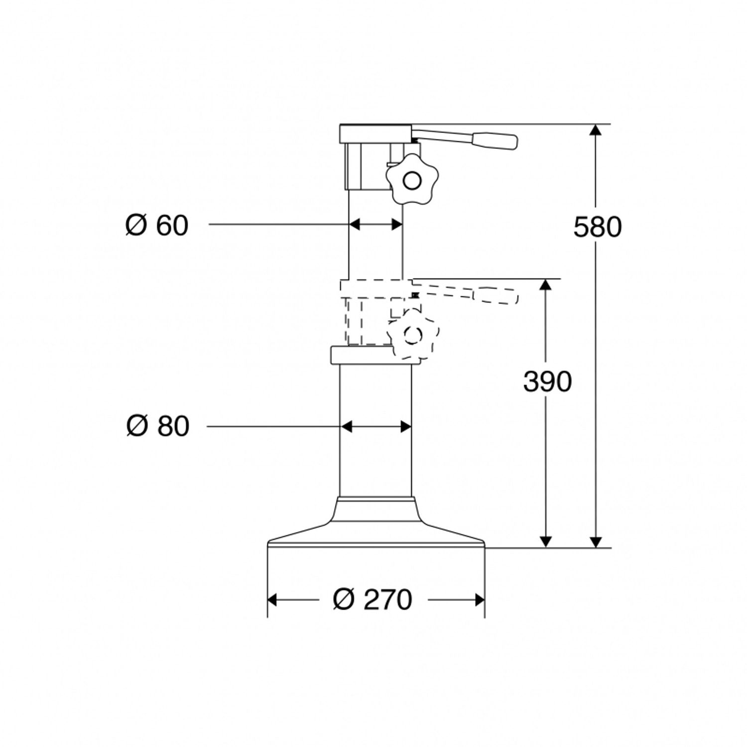 Stolstativ gassdempet 40 - 60 cm Ø80 mm