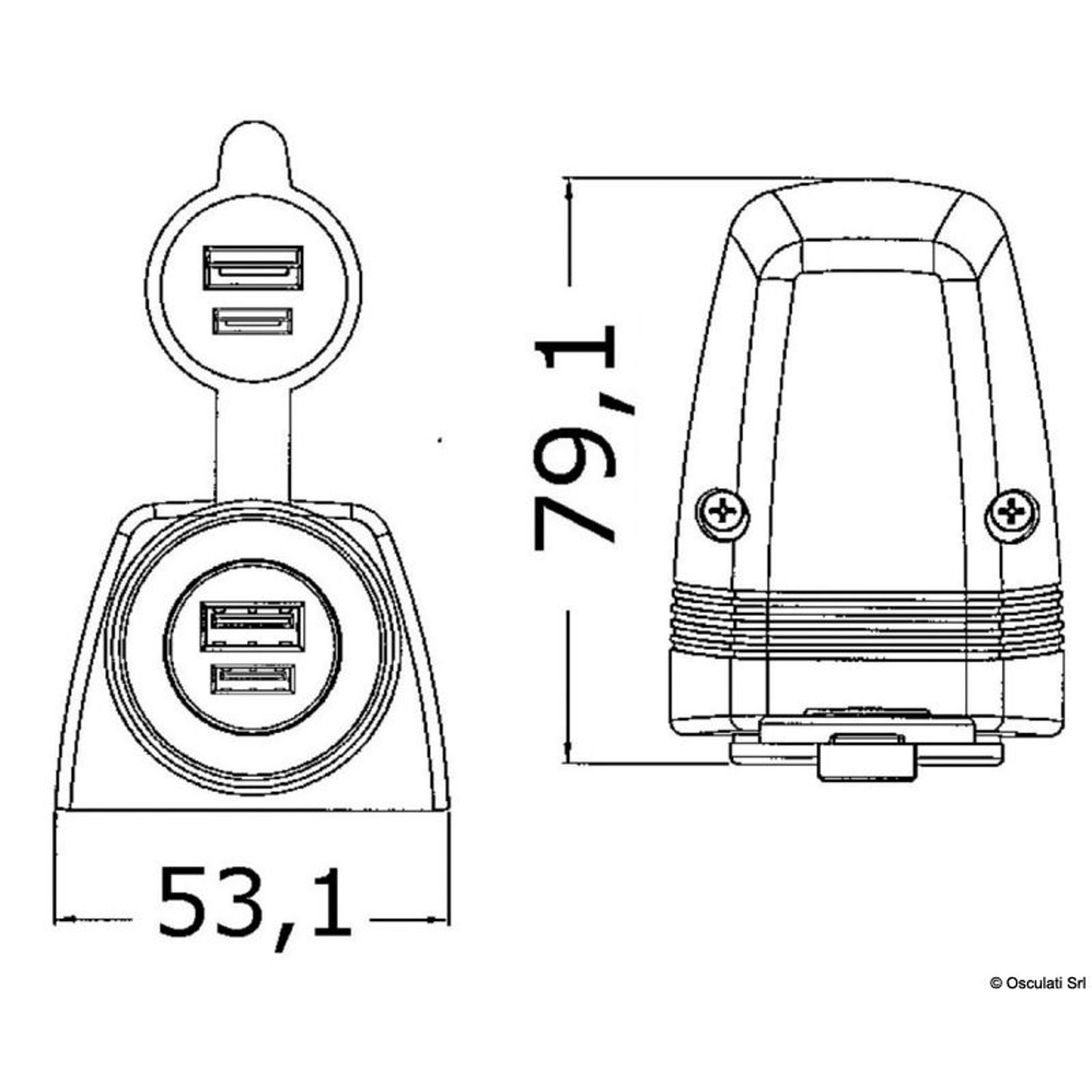USB-A + USB-C uttag med hus