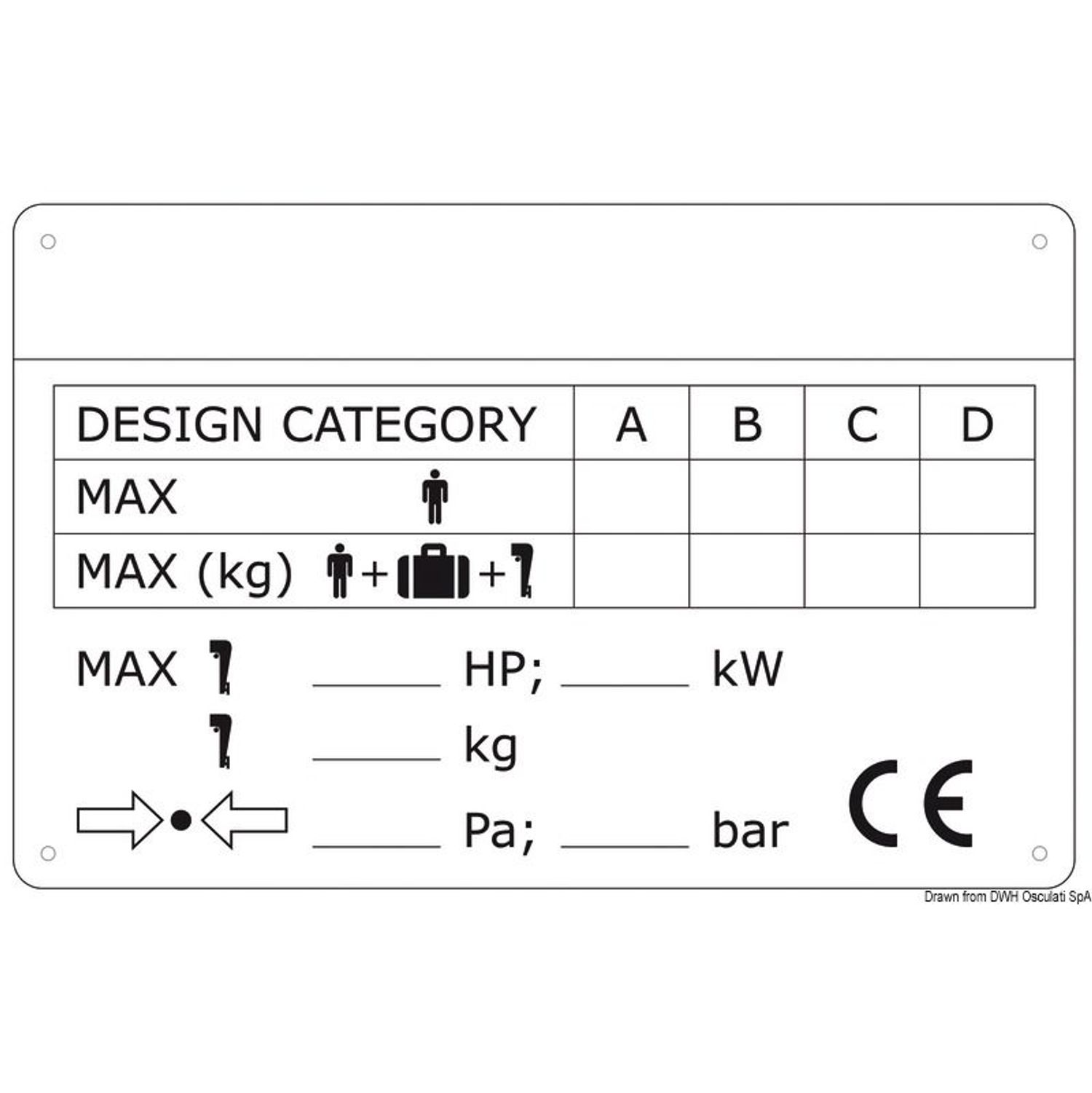 CE bådidentifikationsplade 140x13 mm