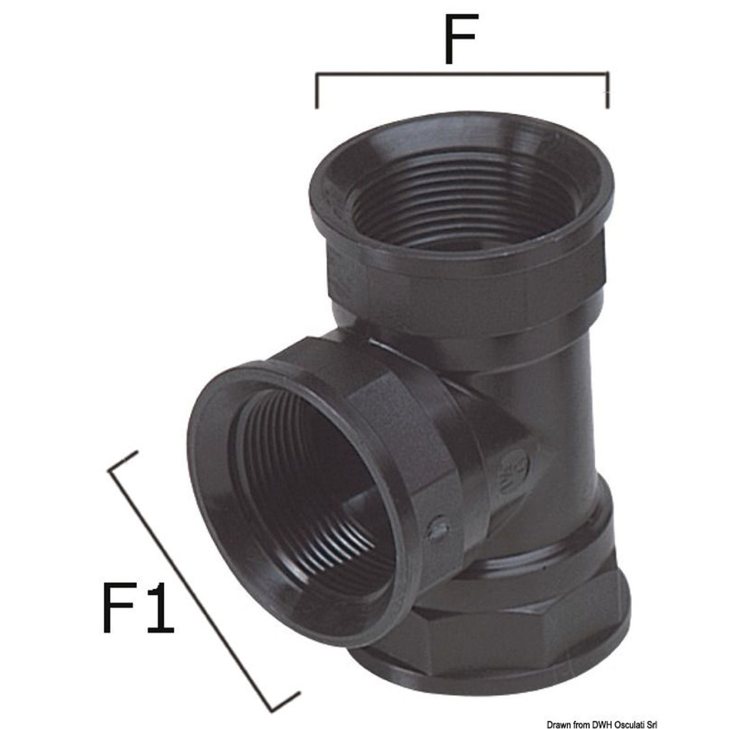 T-kobling i termopolymer 3/4"-3/4"