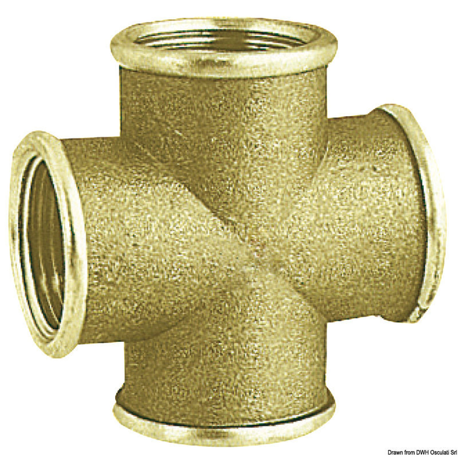 Messing krysskobling med innvendig gjenge 1/2"
