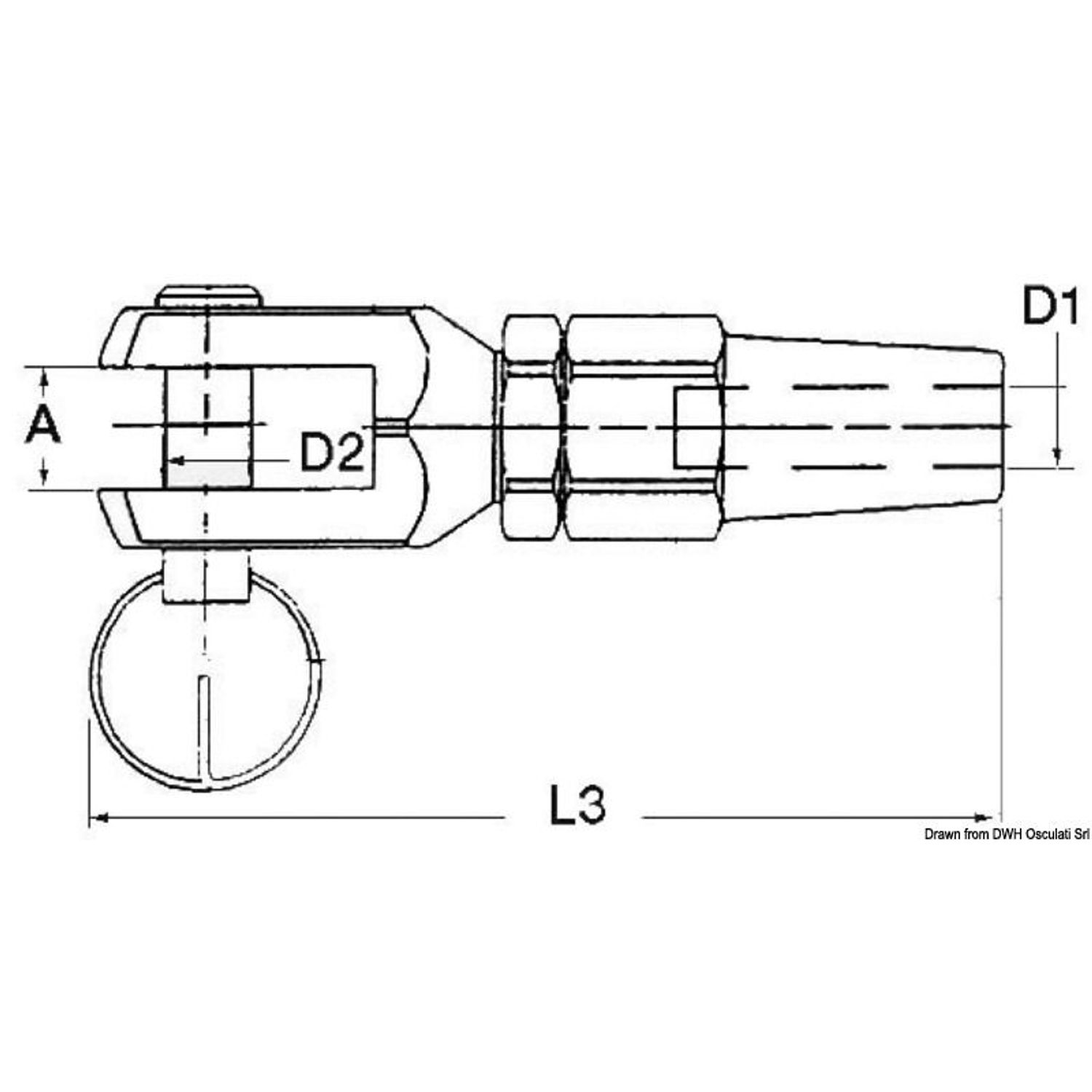 Gaffelterminal i rustfritt stål Ø 4 mm
