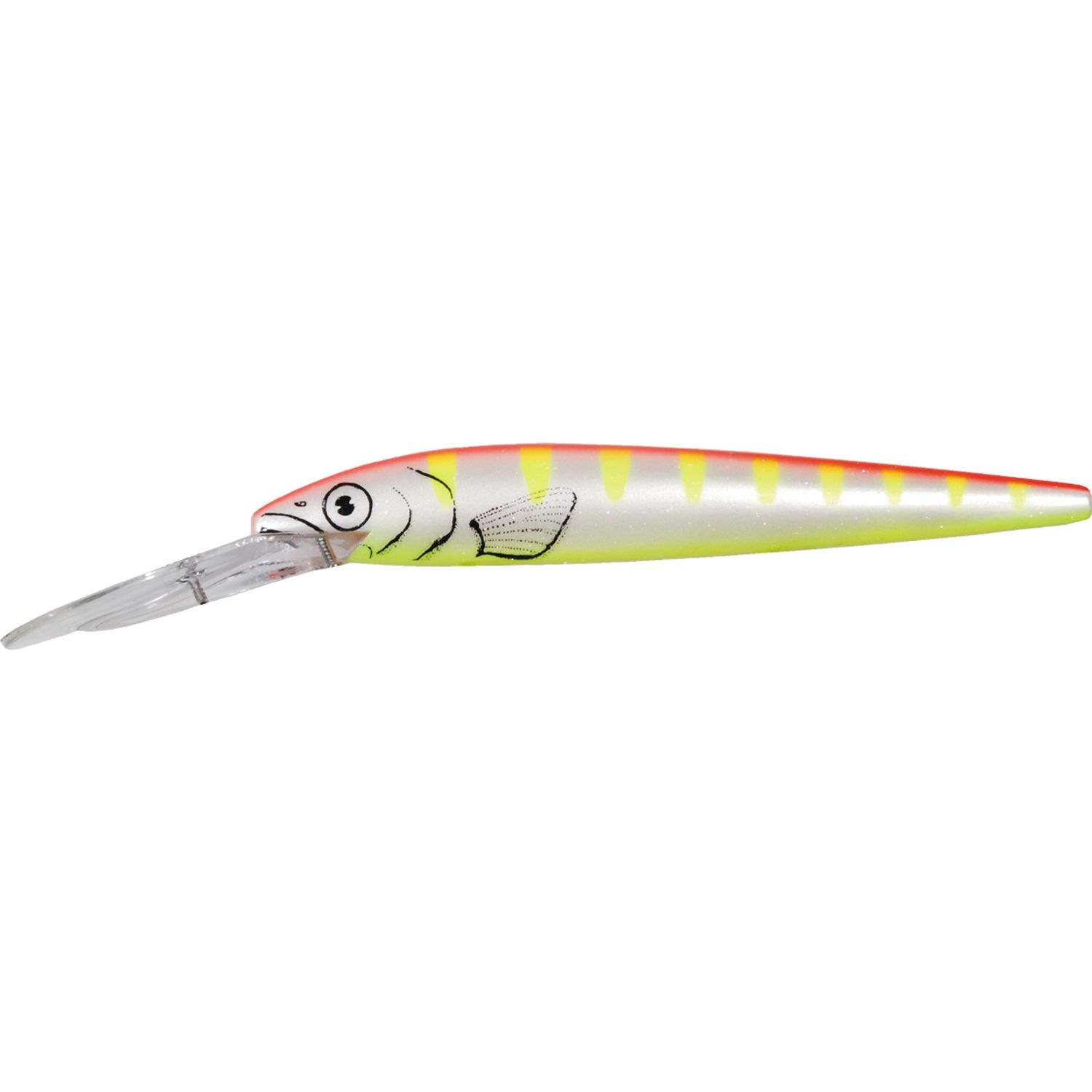 Deep Diving Red Fin - Djupgående wobbler 14 cm Orange Chartreuse Glitter