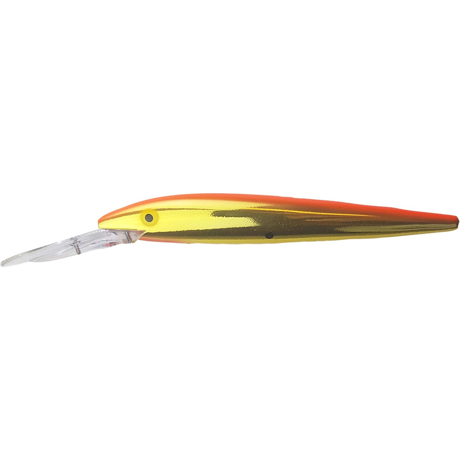 Deep Diving Red Fin - Djupgående wobbler 14 cm Gold Chrome Orange Back