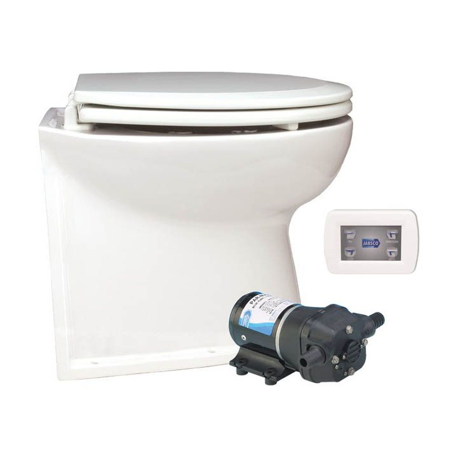 Jabsco Deluxe Flush El-toilet 14" Lige Bagkant Solenoid 12v